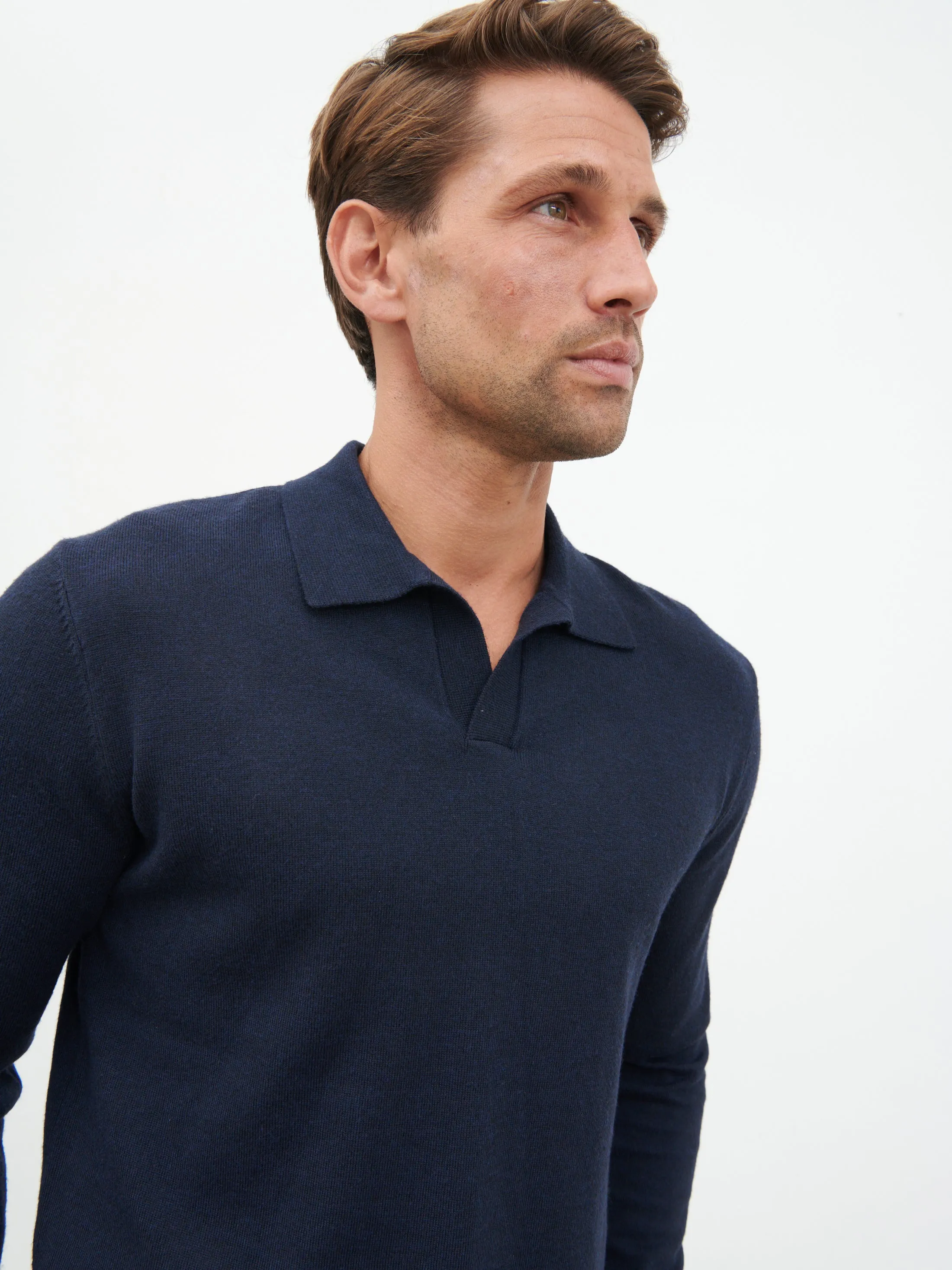 Robin Long Sleeve Lightweight Knit Polo - Navy sold by NOBL product image thumbnail 3