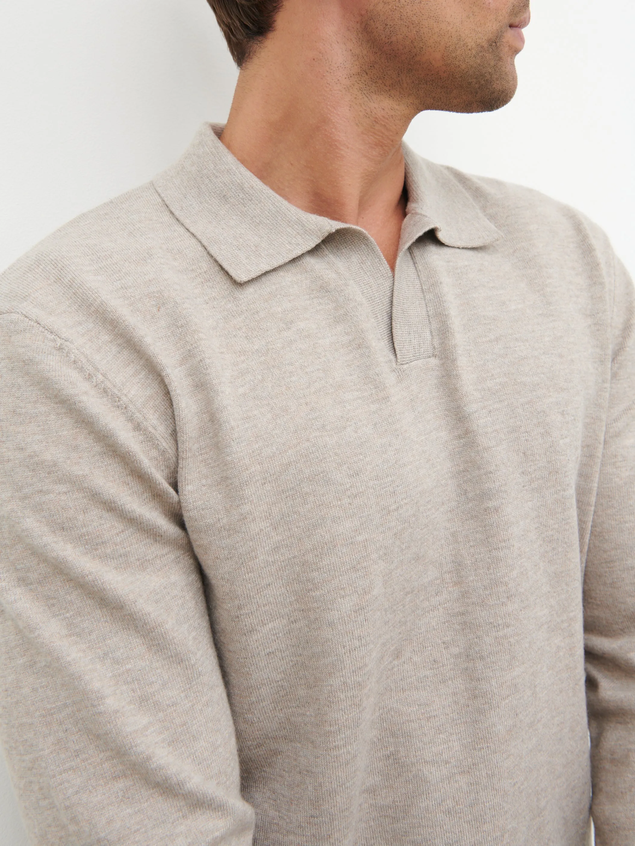 Robin Long Sleeve Lightweight Knit Polo - Taupe sold by NOBL product image thumbnail 4