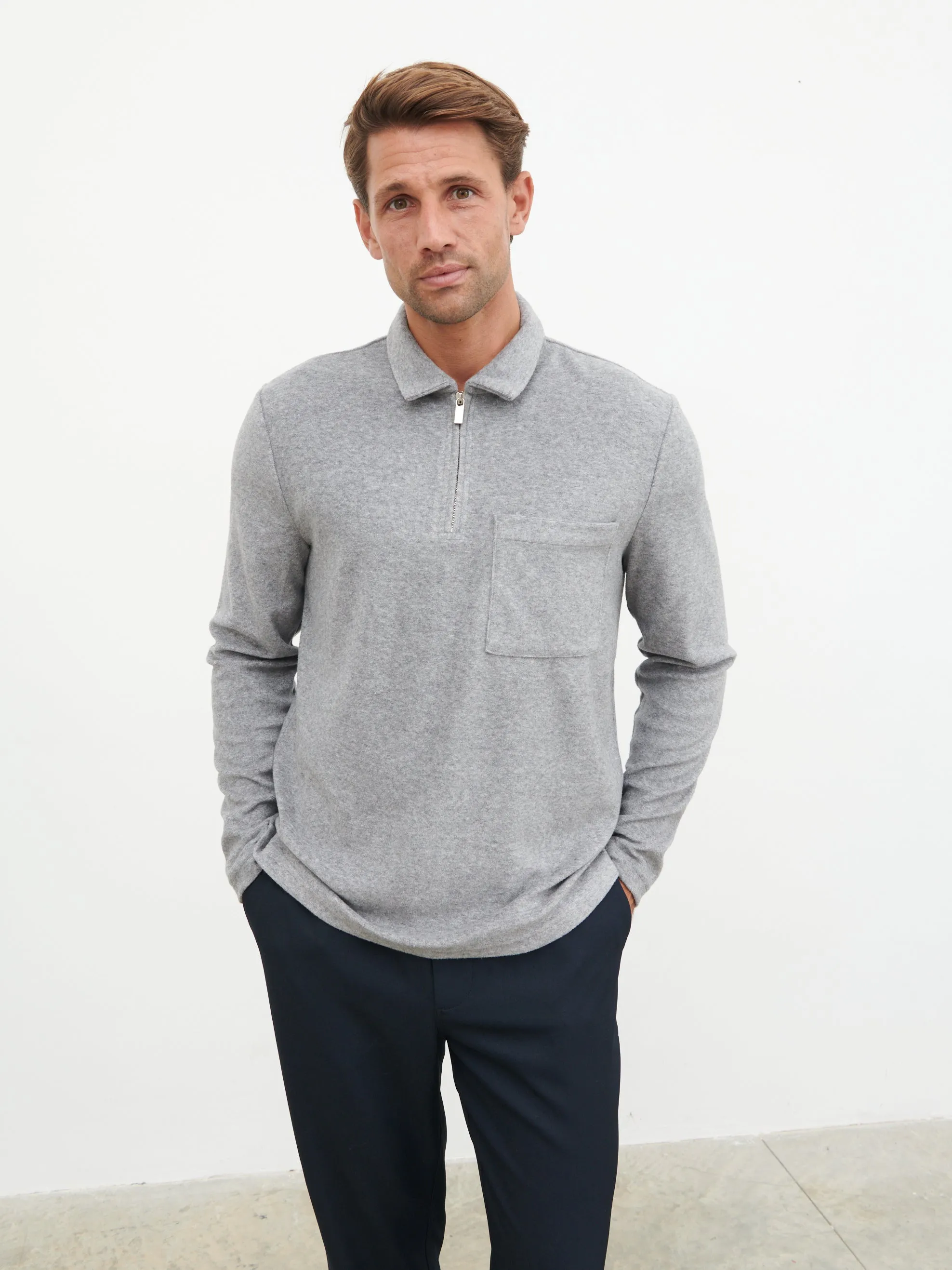 Rio Zip Towelling Polo - Charcoal sold by NOBL product image thumbnail 4