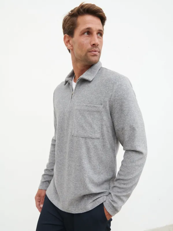 Rio Zip Towelling Polo - Charcoal sold by NOBL