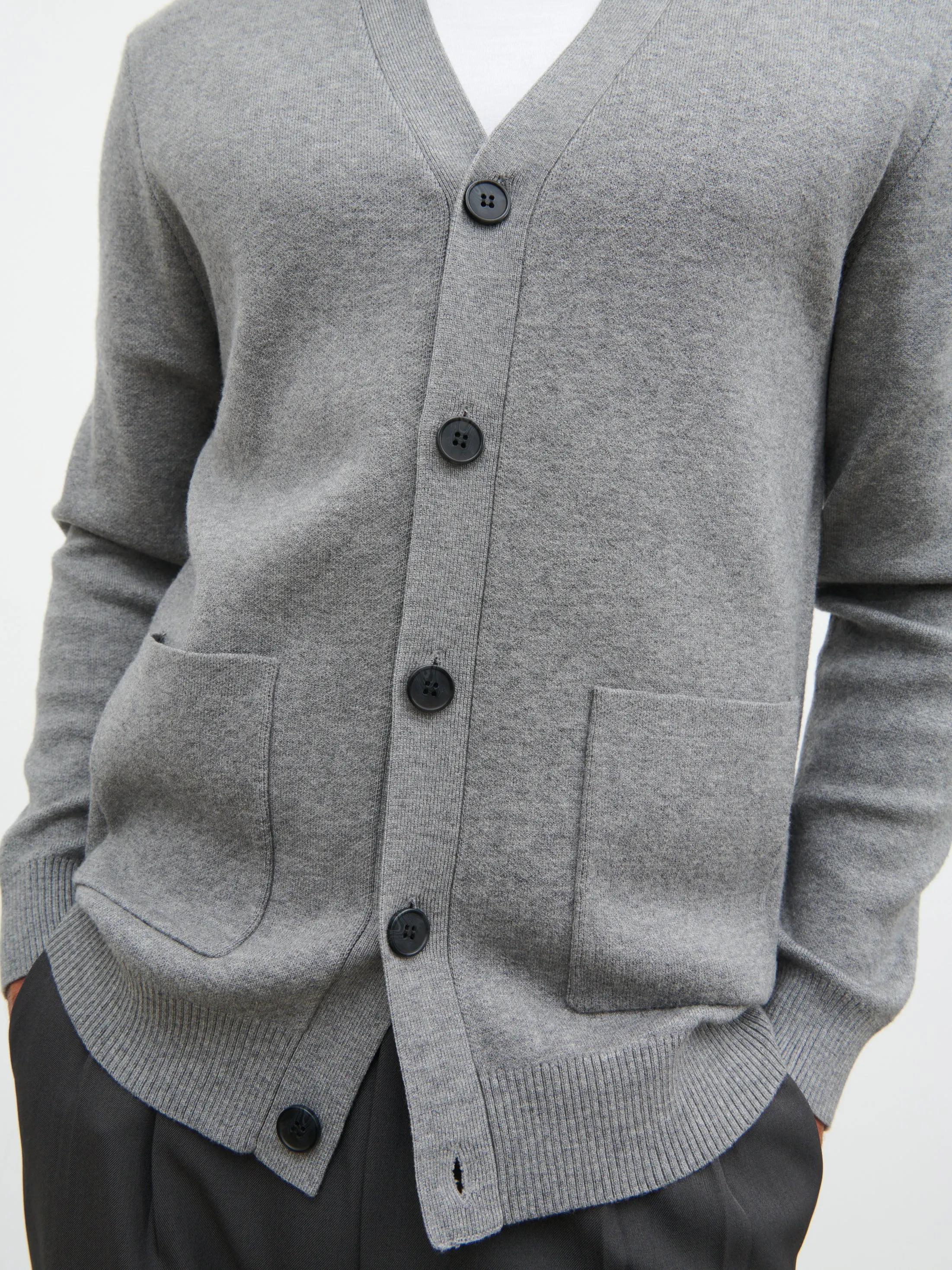 Kian Collarless Pocket Knit Cardigan - Charcoal sold by NOBL product image thumbnail 3