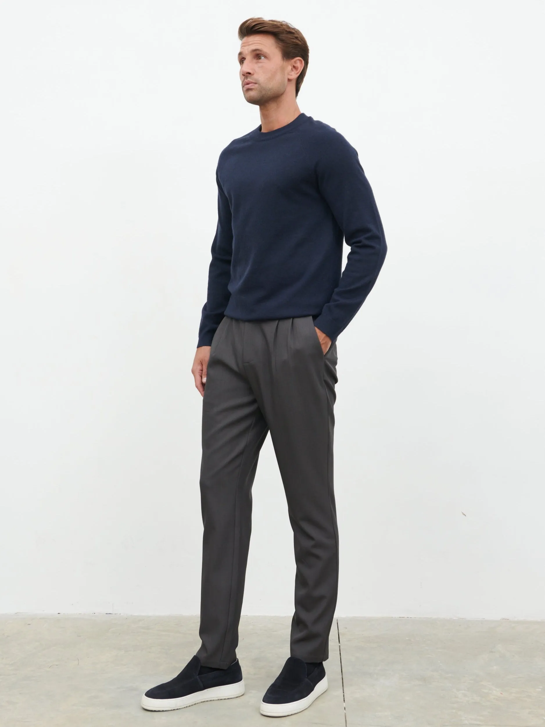 Axton Tailored Trousers - Charcoal sold by NOBL