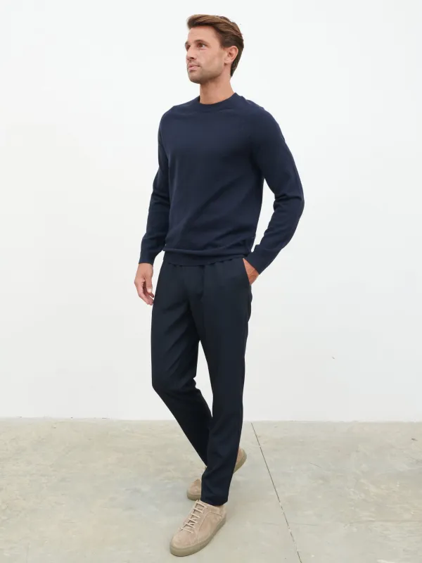Wyatt Crew Neck Knit Jumper - Navy sold by NOBL