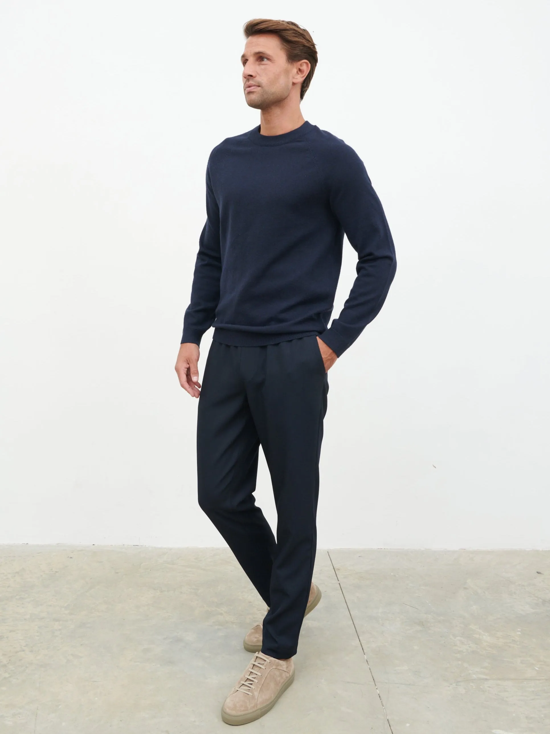 Wyatt Crew Neck Knit Jumper - Navy sold by NOBL