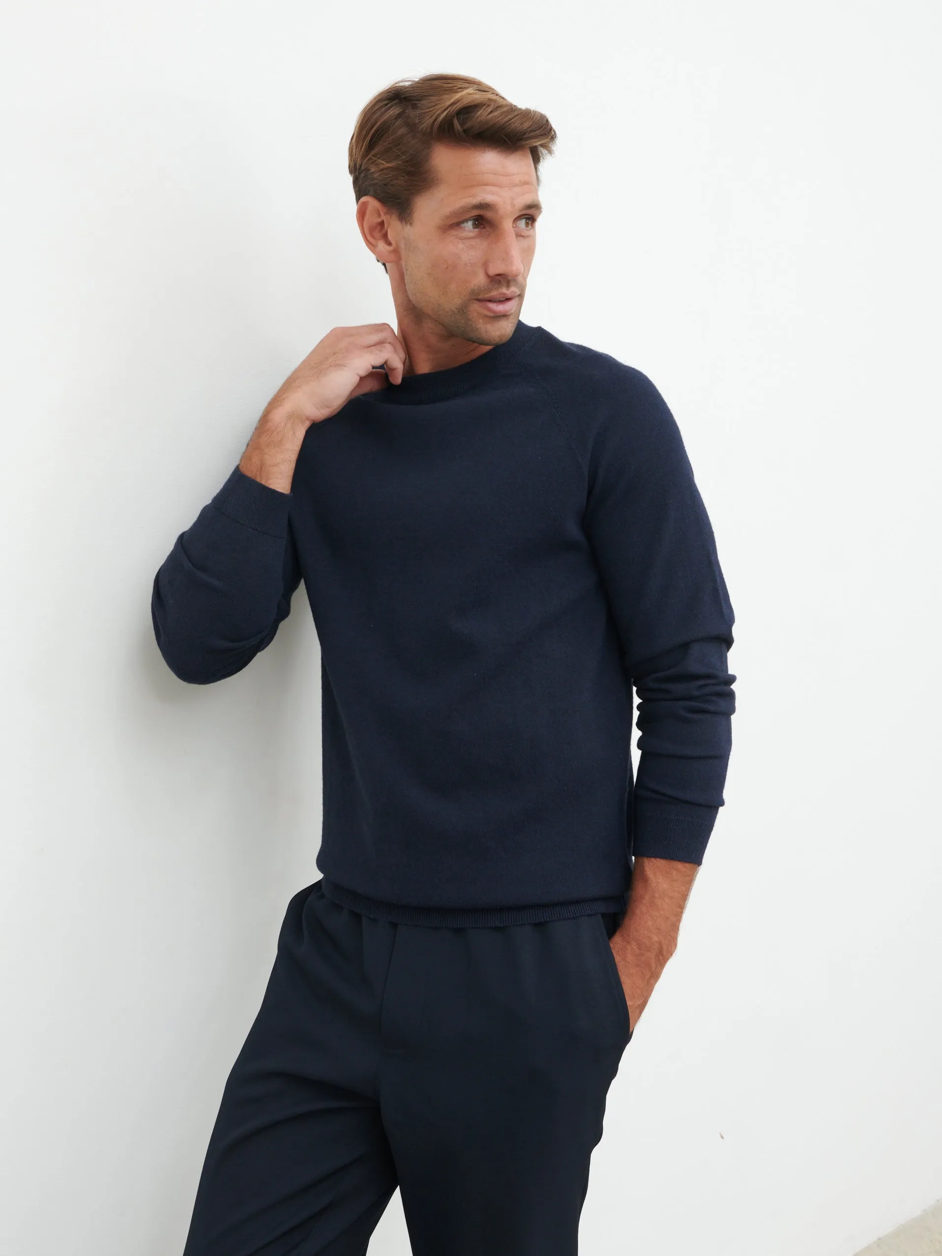 Wyatt Crew Neck Knit Jumper - Navy sold by NOBL product image thumbnail 3