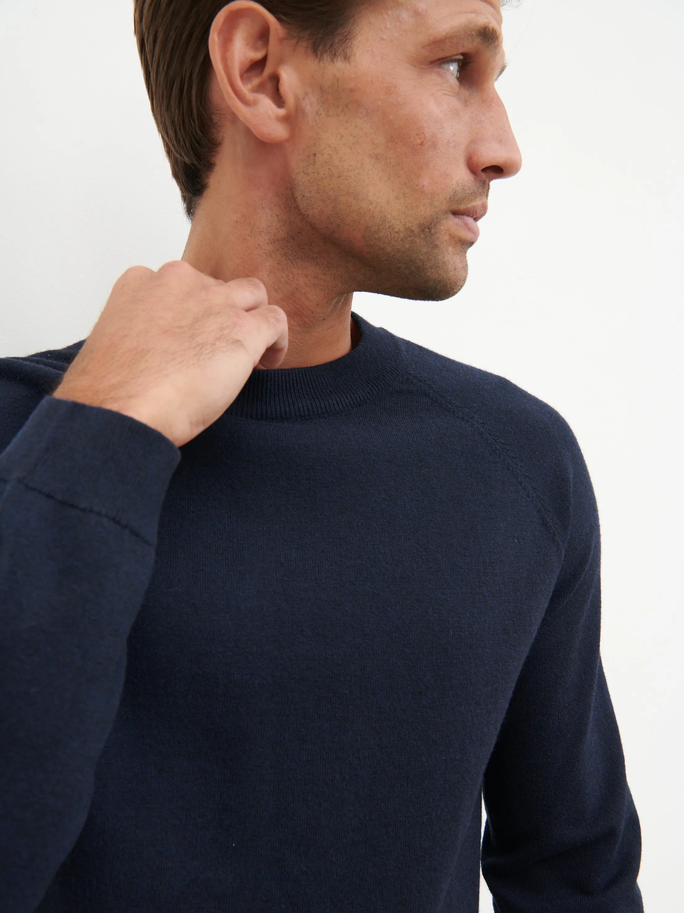 Wyatt Crew Neck Knit Jumper - Navy sold by NOBL product image thumbnail 4
