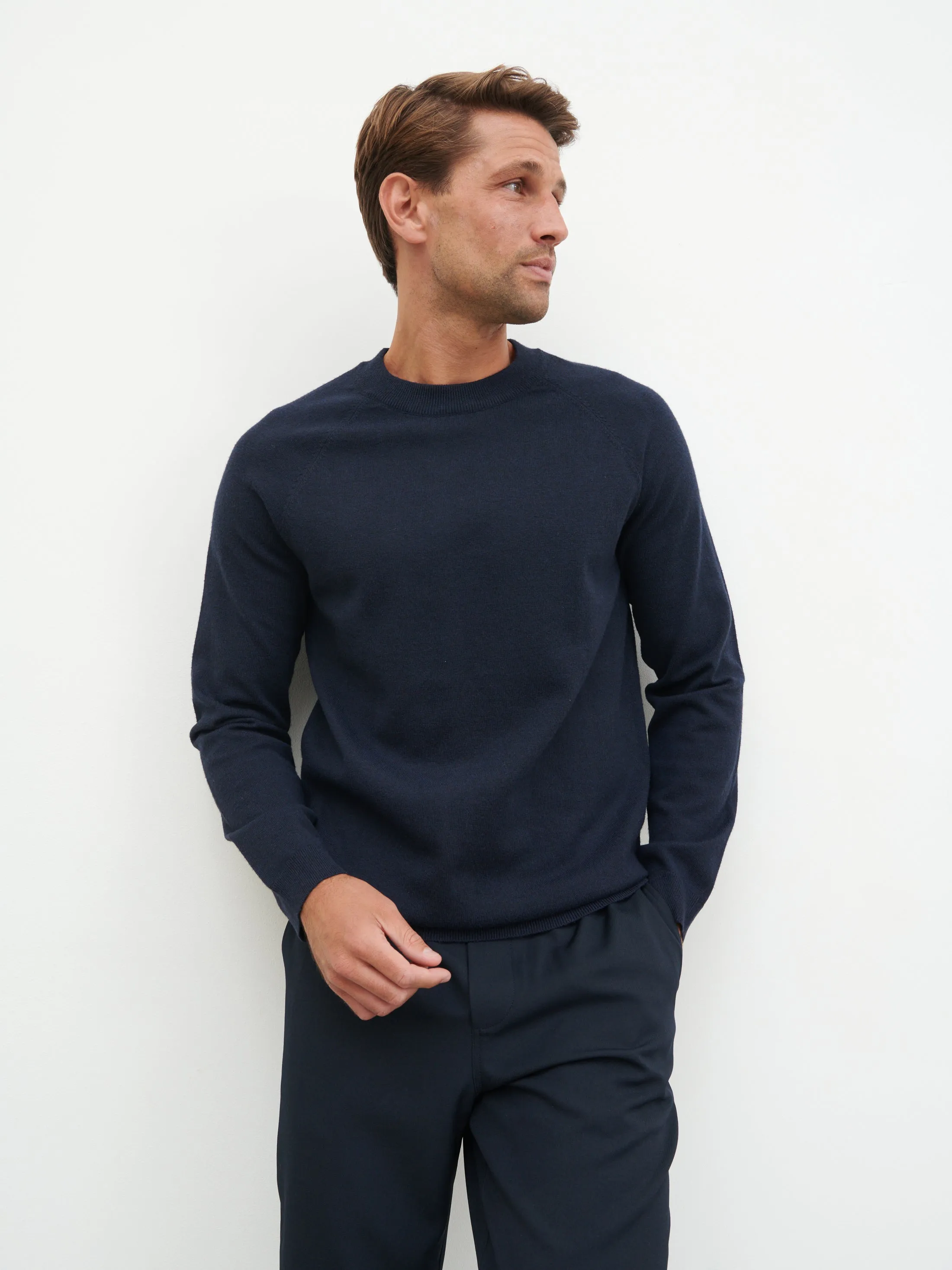 Wyatt Crew Neck Knit Jumper - Navy sold by NOBL product image thumbnail 2