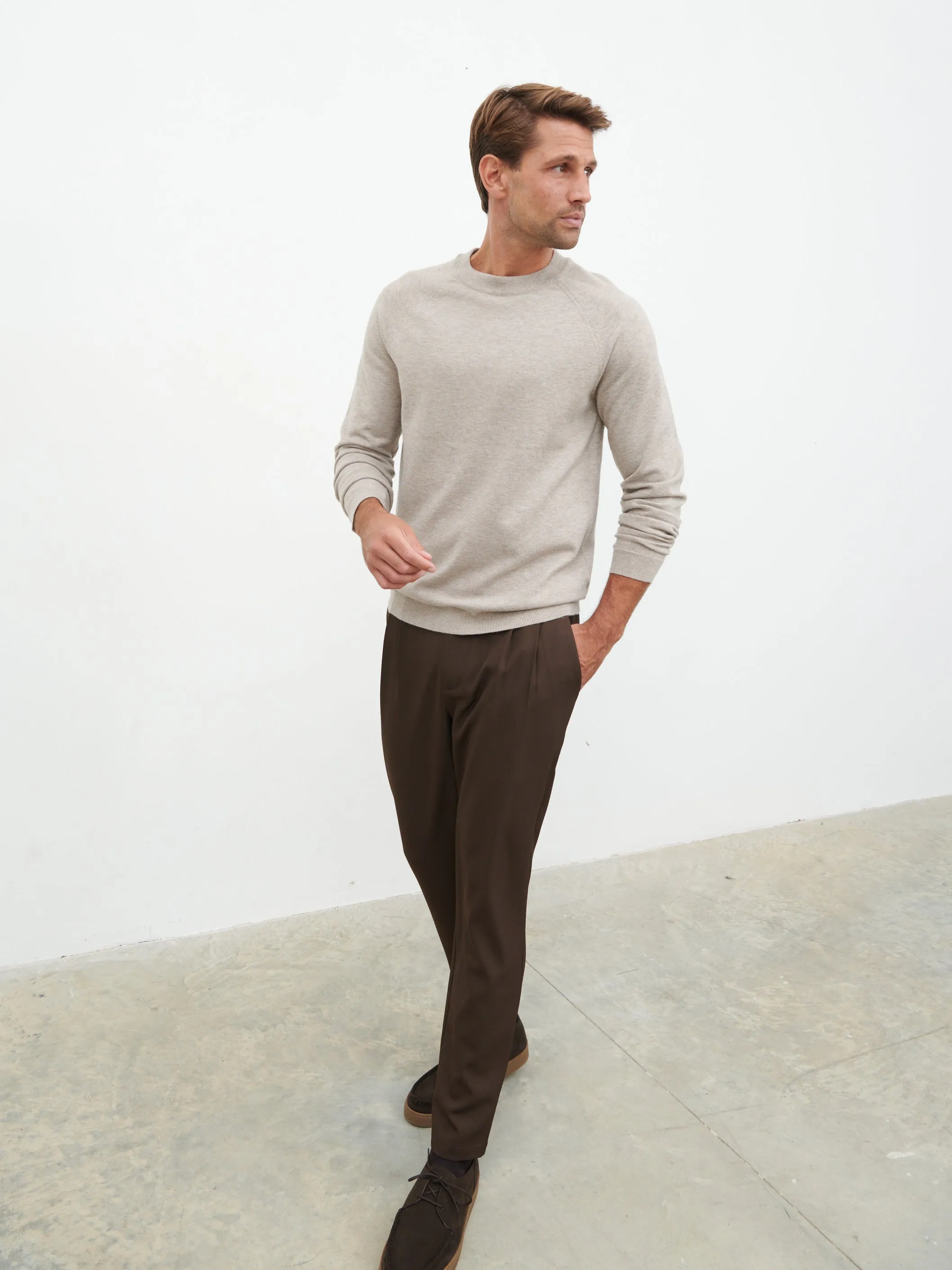Wyatt Crew Neck Knit Jumper - Mushroom sold by NOBL product image thumbnail 5