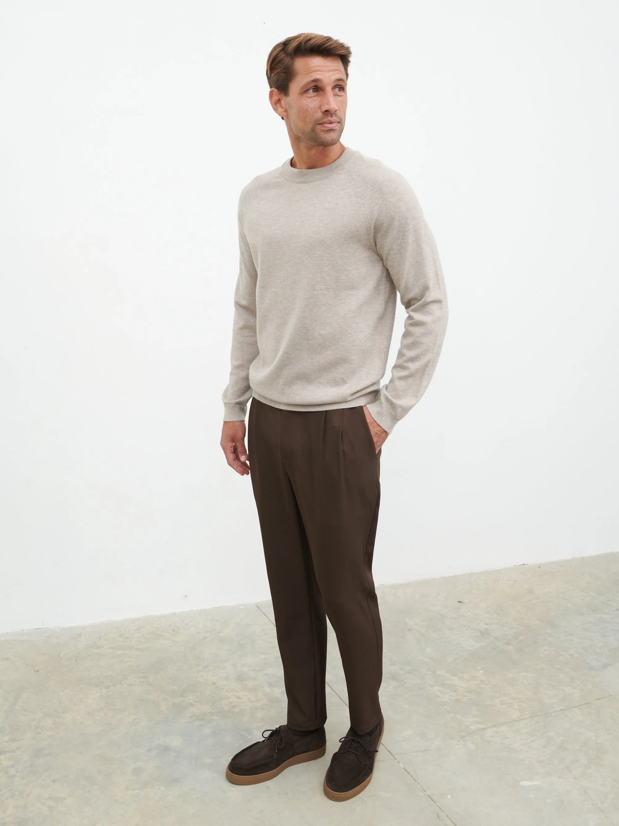 Wyatt Crew Neck Knit Jumper - Mushroom sold by NOBL product image thumbnail 4