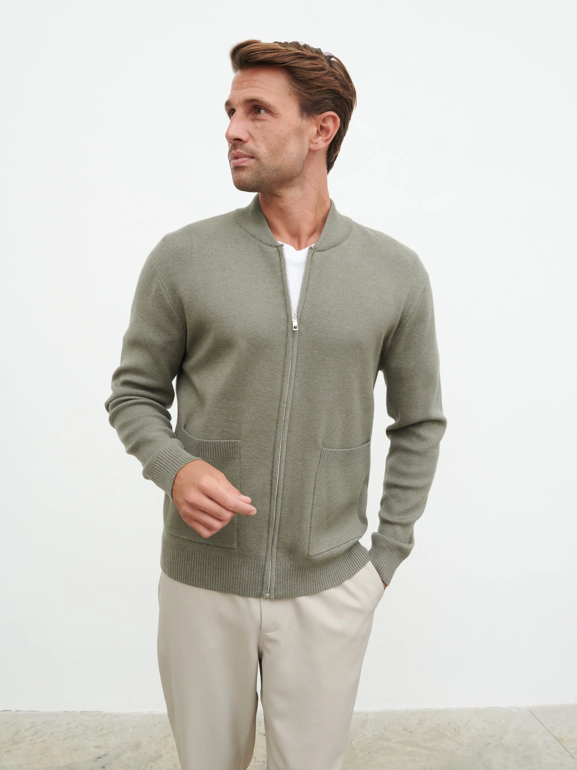 Arlo Knit Bomber Jacket - Light Grey sold by NOBL product image thumbnail 5