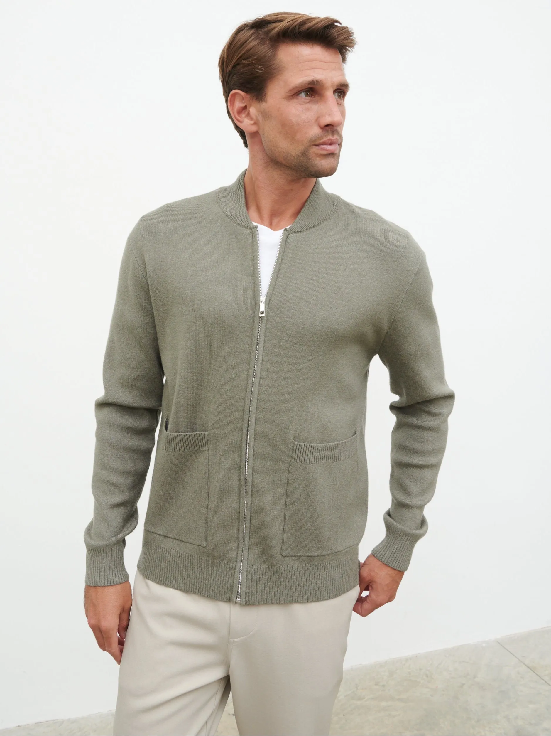 Arlo Knit Bomber Jacket - Light Grey sold by NOBL product image thumbnail 4
