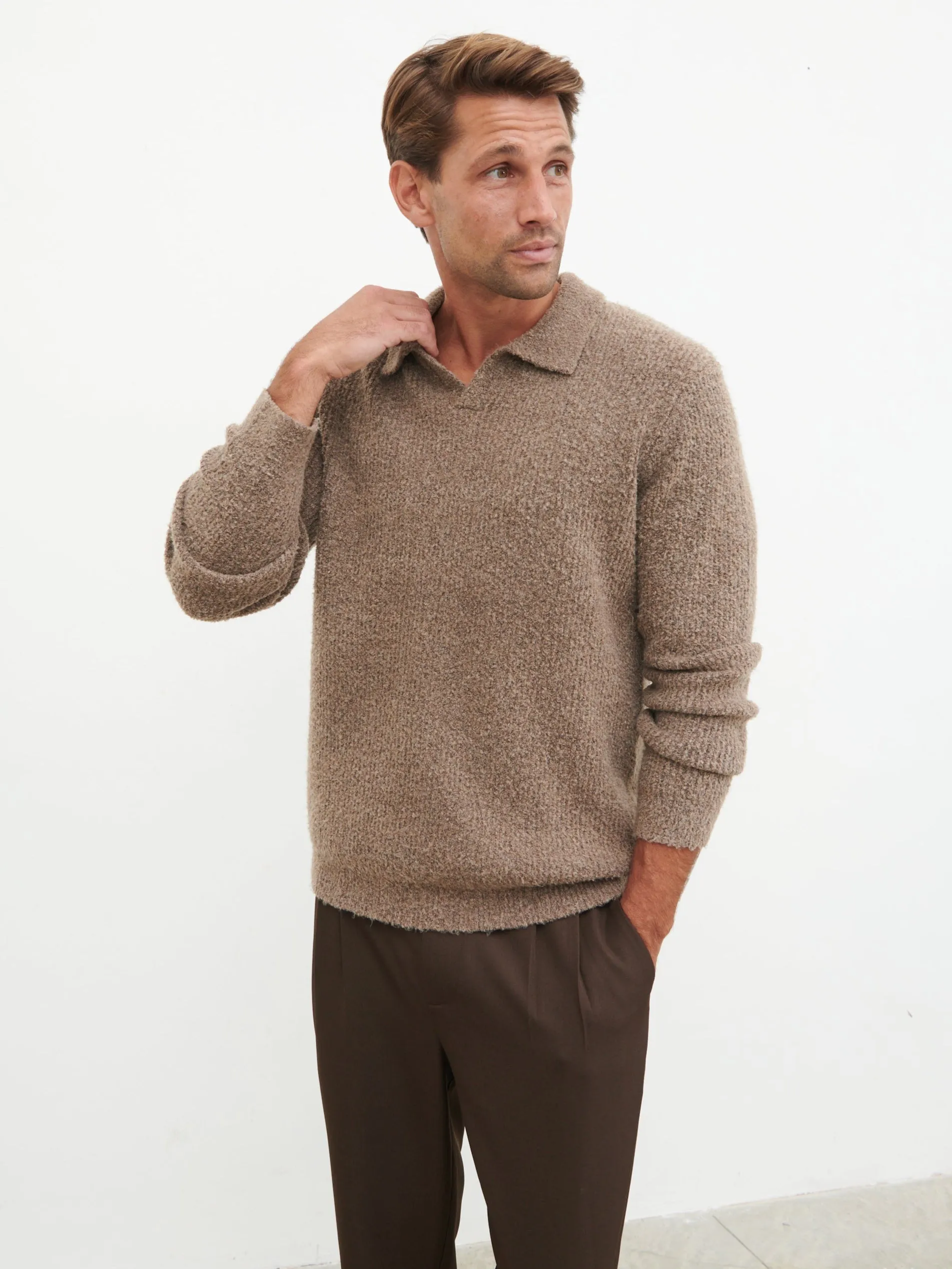 Otto Oversized Knit Polo - Light Brown sold by NOBL product image thumbnail 3