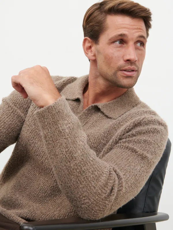 Otto Oversized Knit Polo - Light Brown sold by NOBL