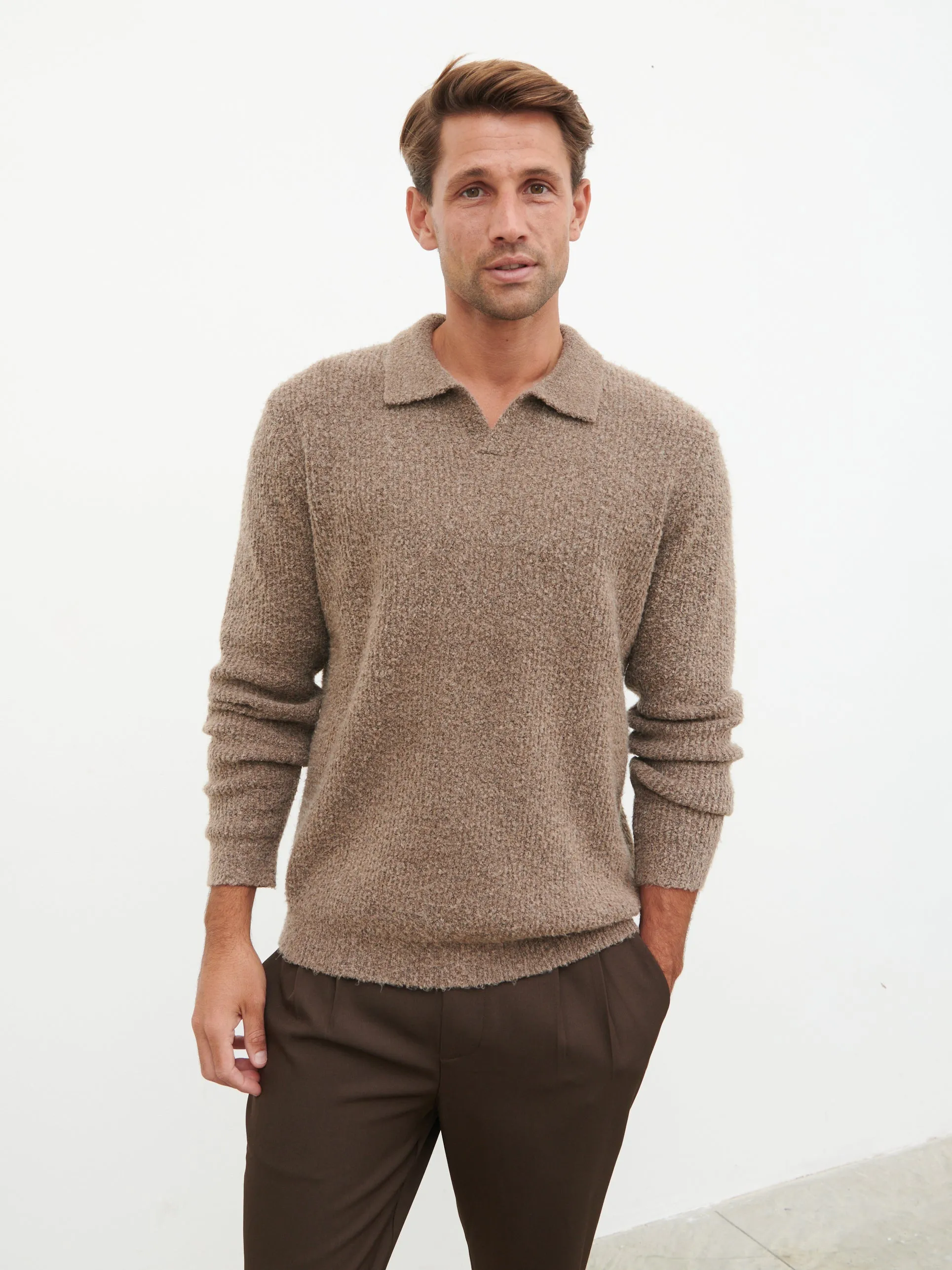 Otto Oversized Knit Polo - Light Brown sold by NOBL product image thumbnail 5