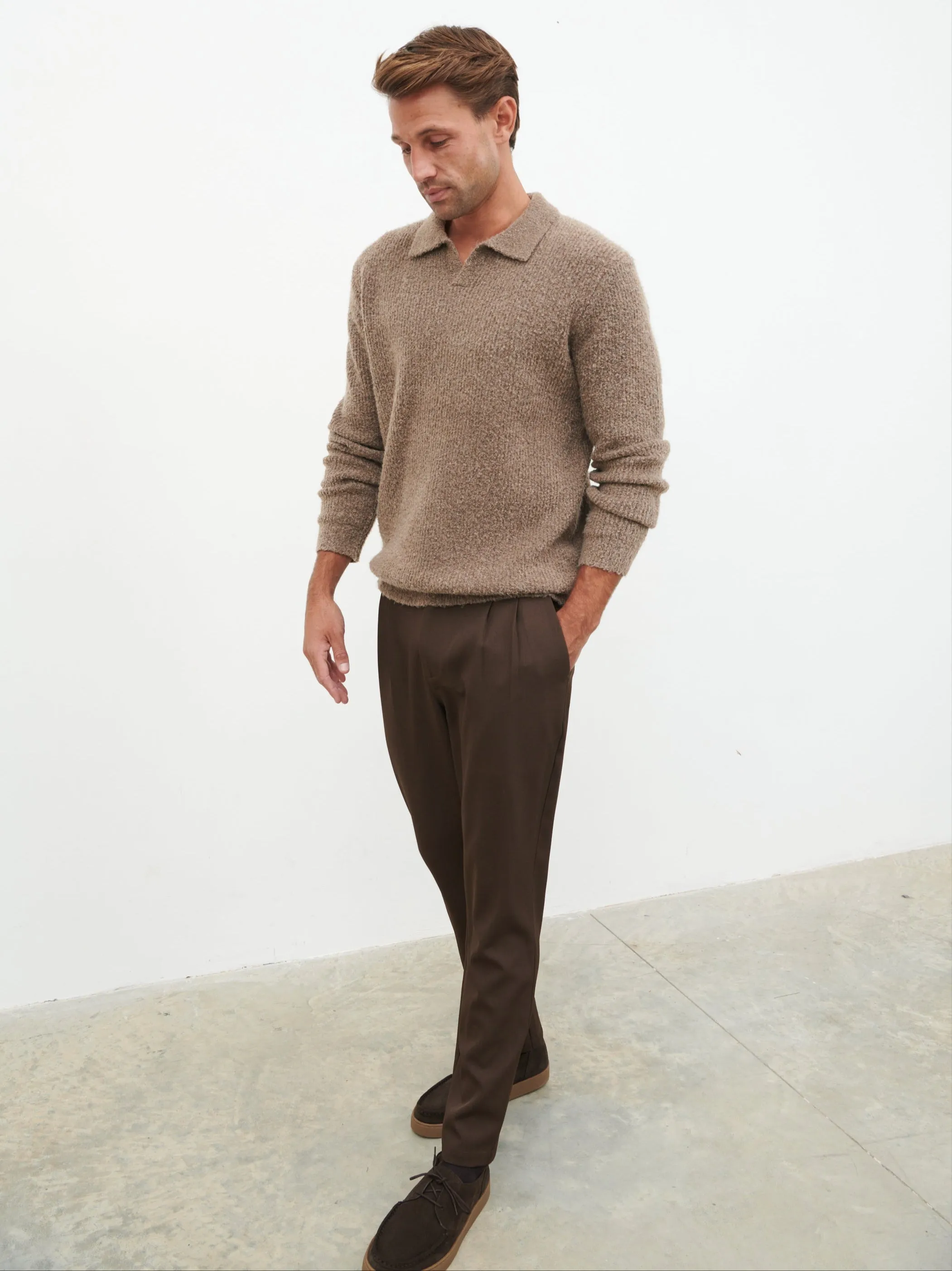 Otto Oversized Knit Polo - Light Brown sold by NOBL product image thumbnail 4