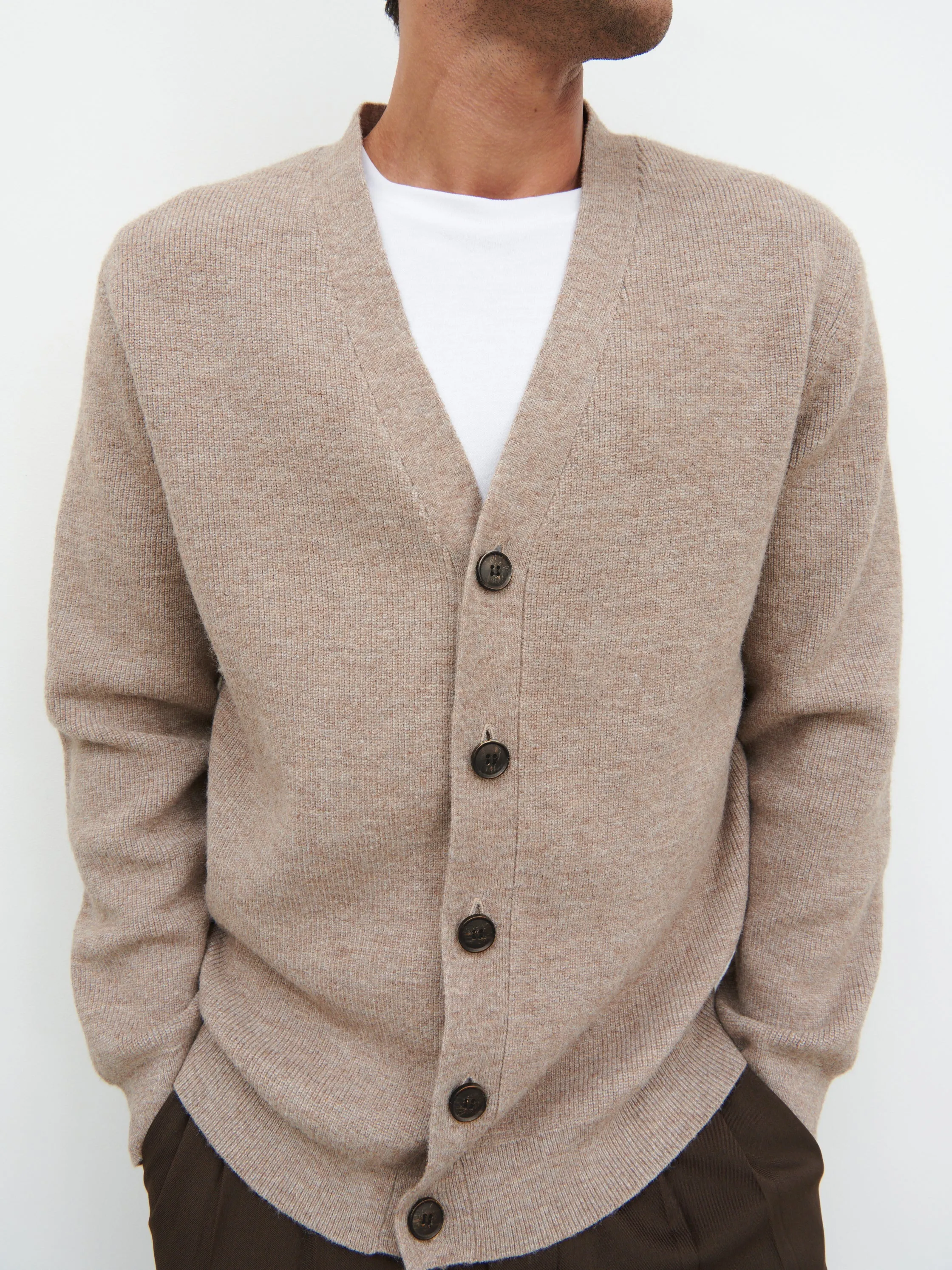 Frederick Button Down Cardigan - Light Brown Marl sold by NOBL product image thumbnail 3