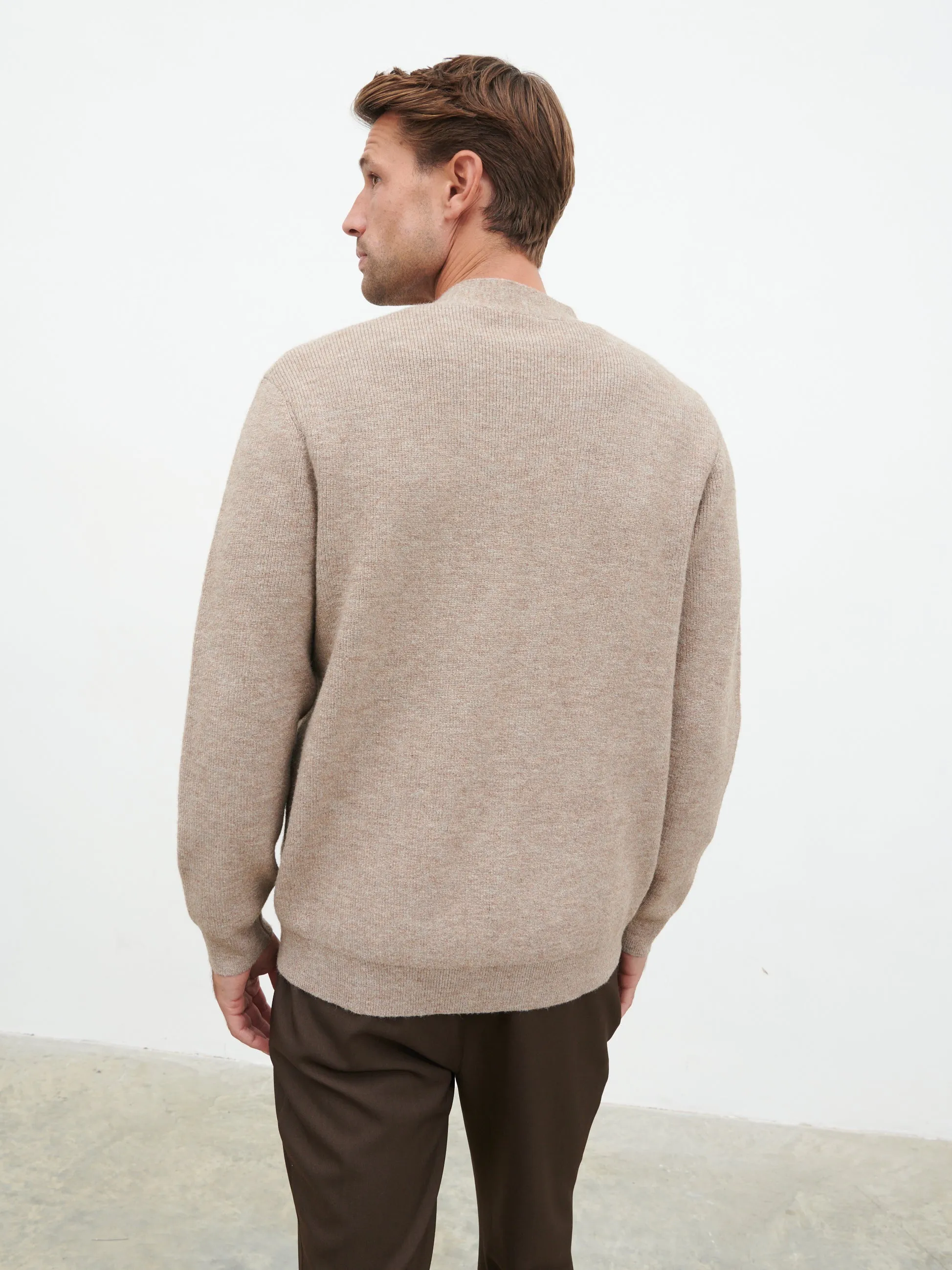 Frederick Button Down Cardigan - Light Brown Marl sold by NOBL product image thumbnail 5