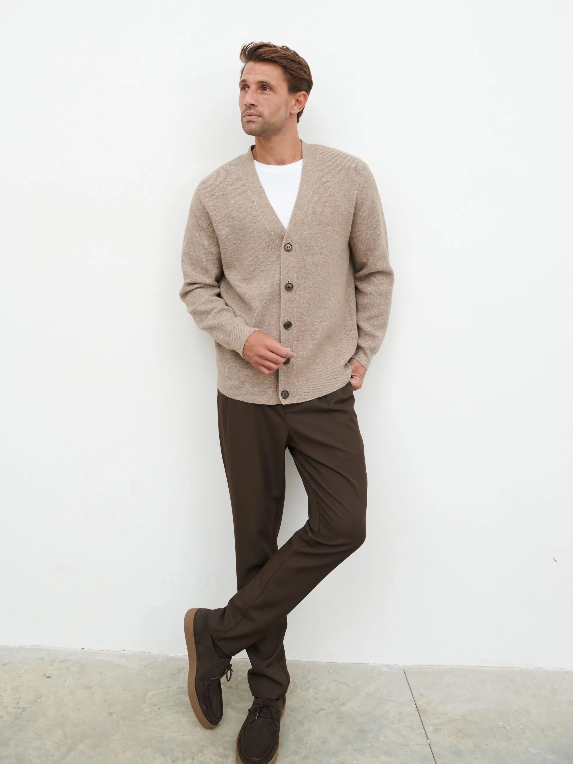 Frederick Button Down Cardigan - Light Brown Marl sold by NOBL product image thumbnail 4