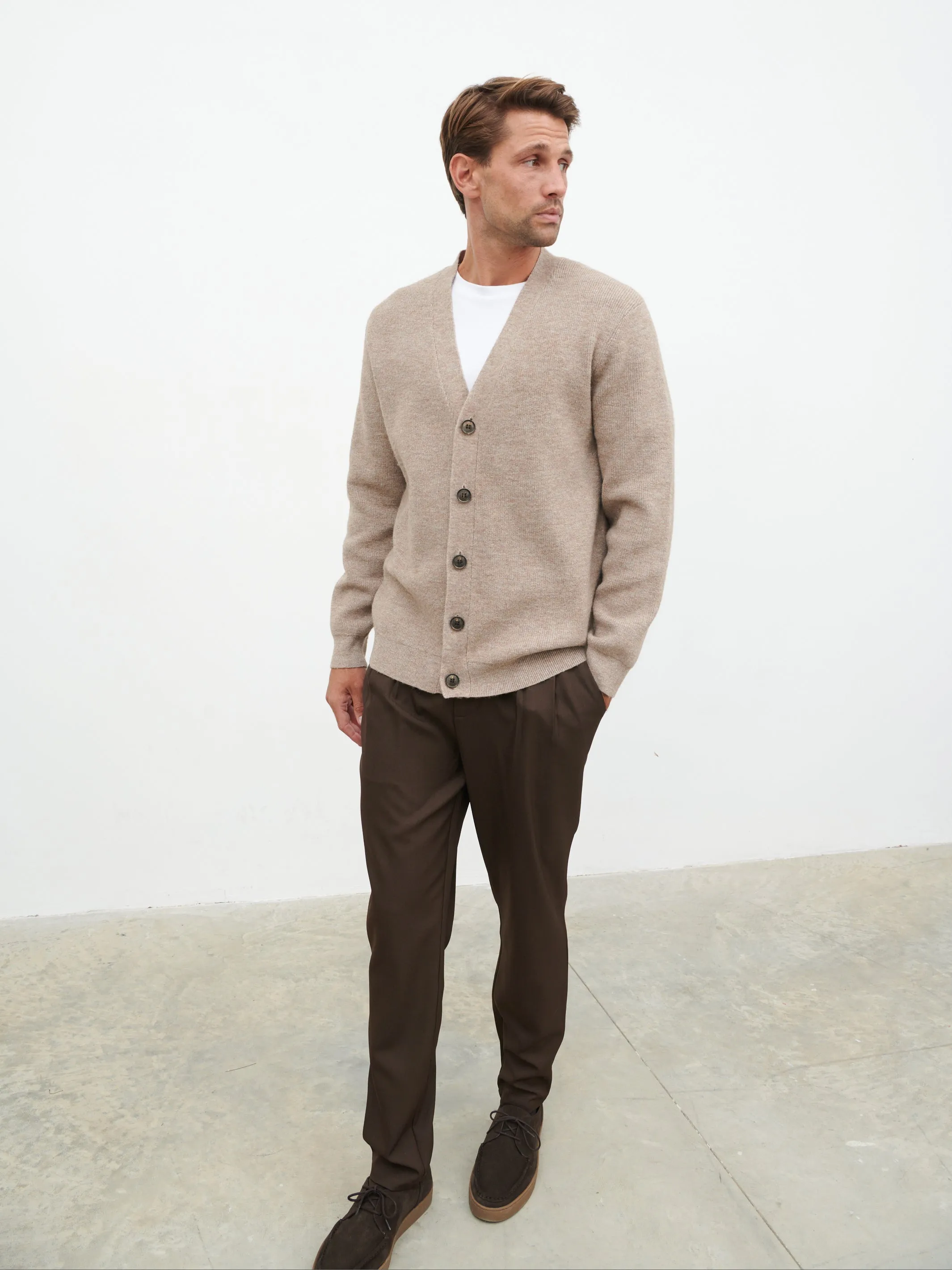 Frederick Button Down Cardigan - Light Brown Marl sold by NOBL product image thumbnail 2