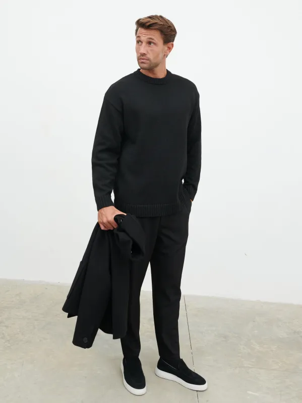 Banks Crew Neck Knit Jumper - Black sold by NOBL