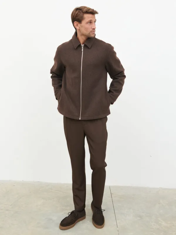 Stan Felted Zip Up Jacket - Chocolate Marl sold by NOBL