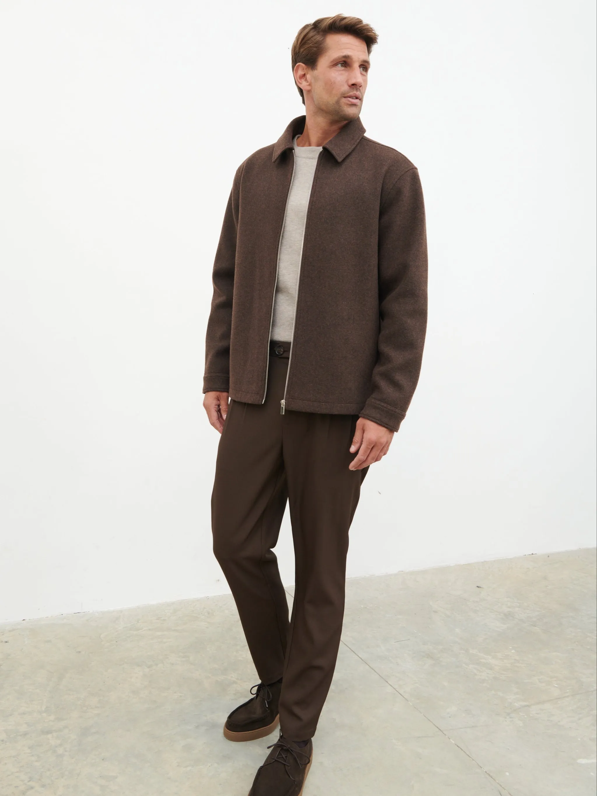Stan Felted Zip Up Jacket - Chocolate Marl sold by NOBL product image thumbnail 5