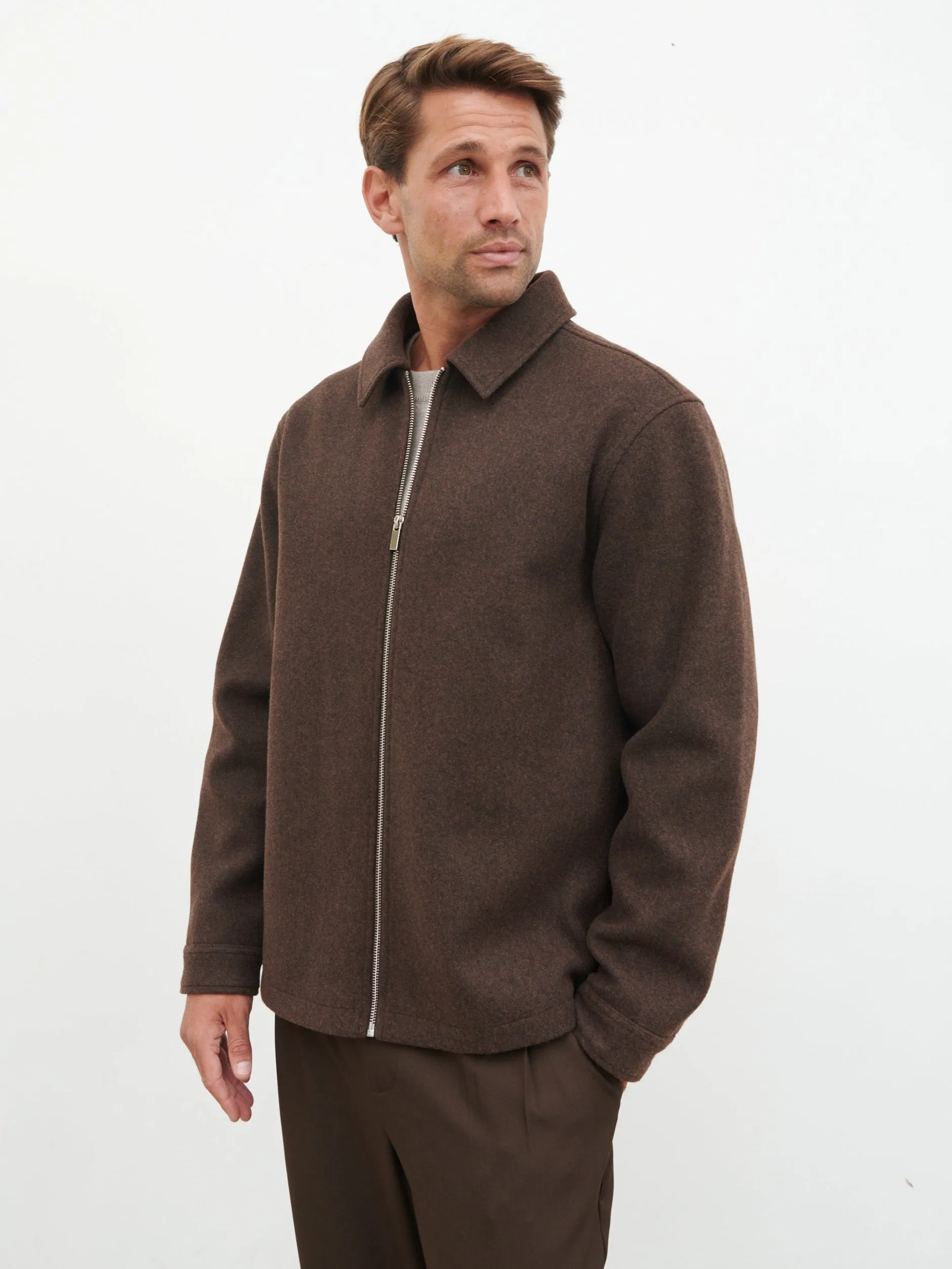 Stan Felted Zip Up Jacket - Chocolate Marl sold by NOBL product image thumbnail 2