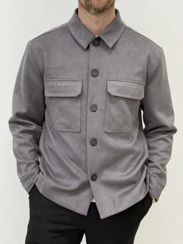 Hearn Faux Suede Jacket - Graphite sold by NOBL