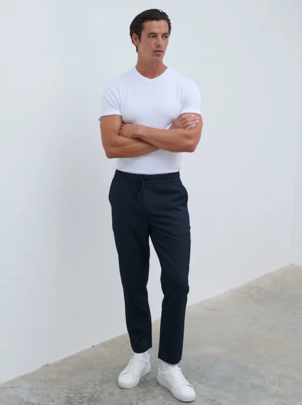 Hudson Drawstring Trousers (Long Leg Length) - Navy sold by NOBL