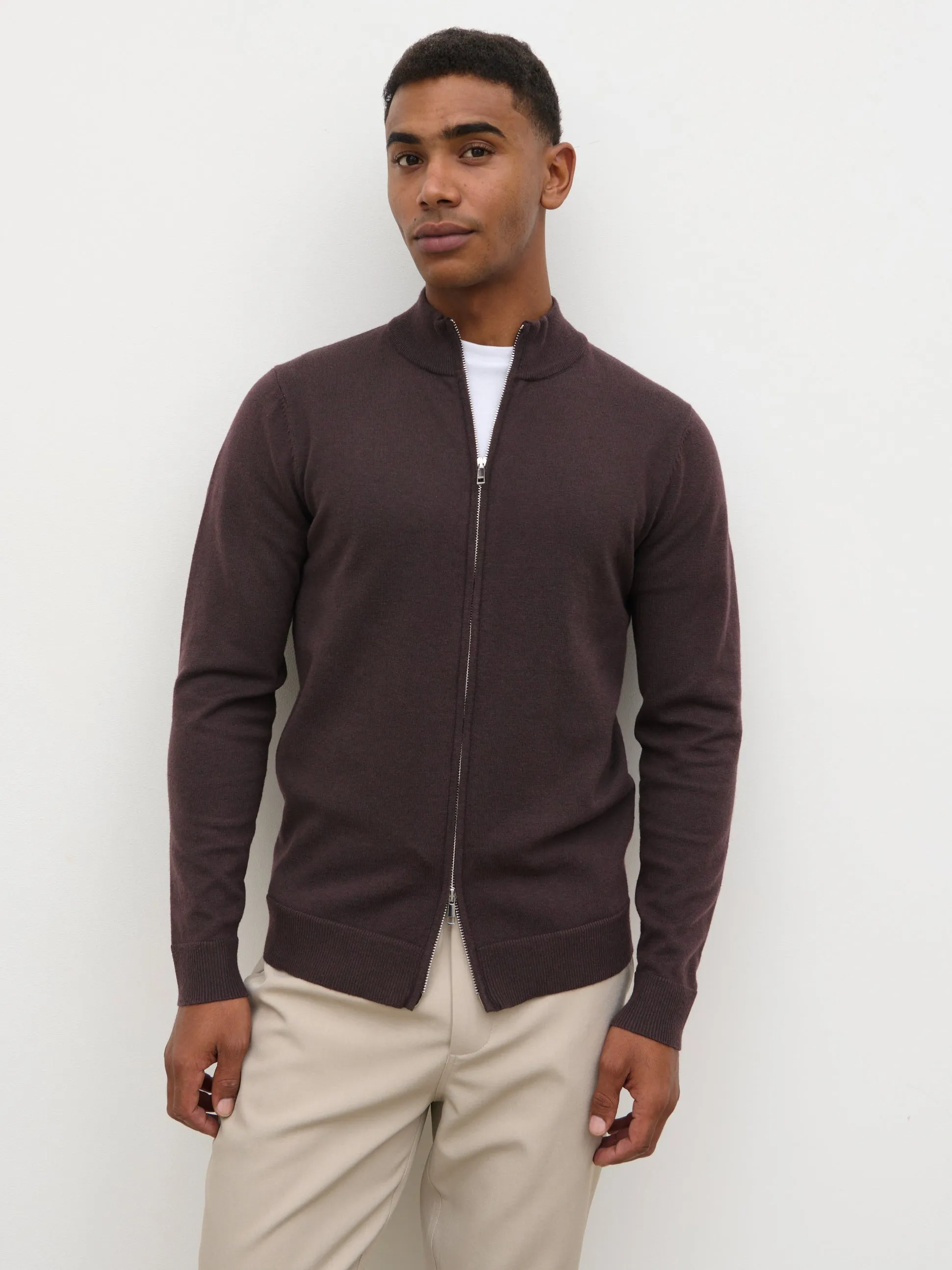 Levi Zip Knit Jacket - Chocolate Brown sold by NOBL