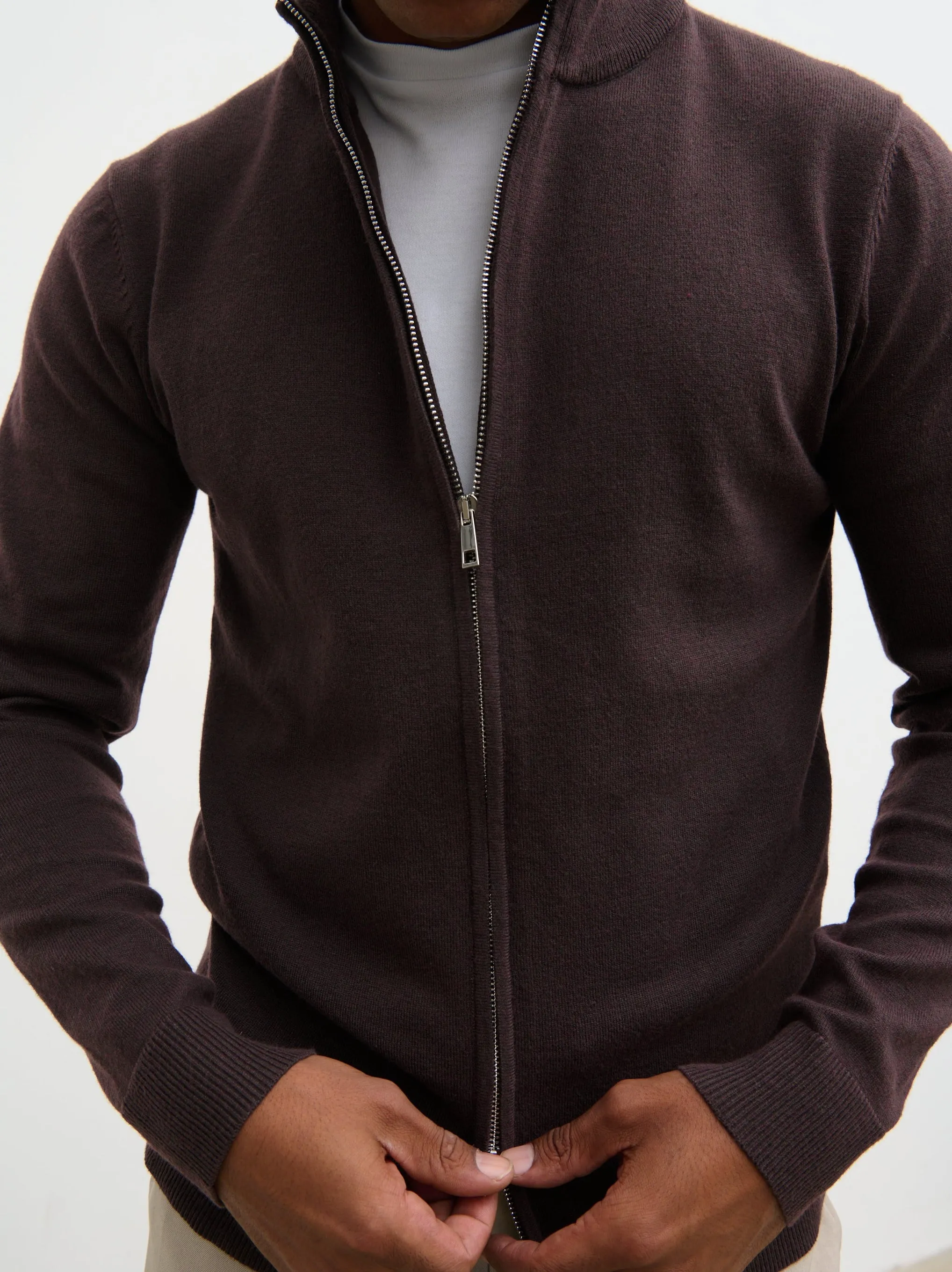 Levi Zip Knit Jacket - Chocolate Brown sold by NOBL product image thumbnail 4