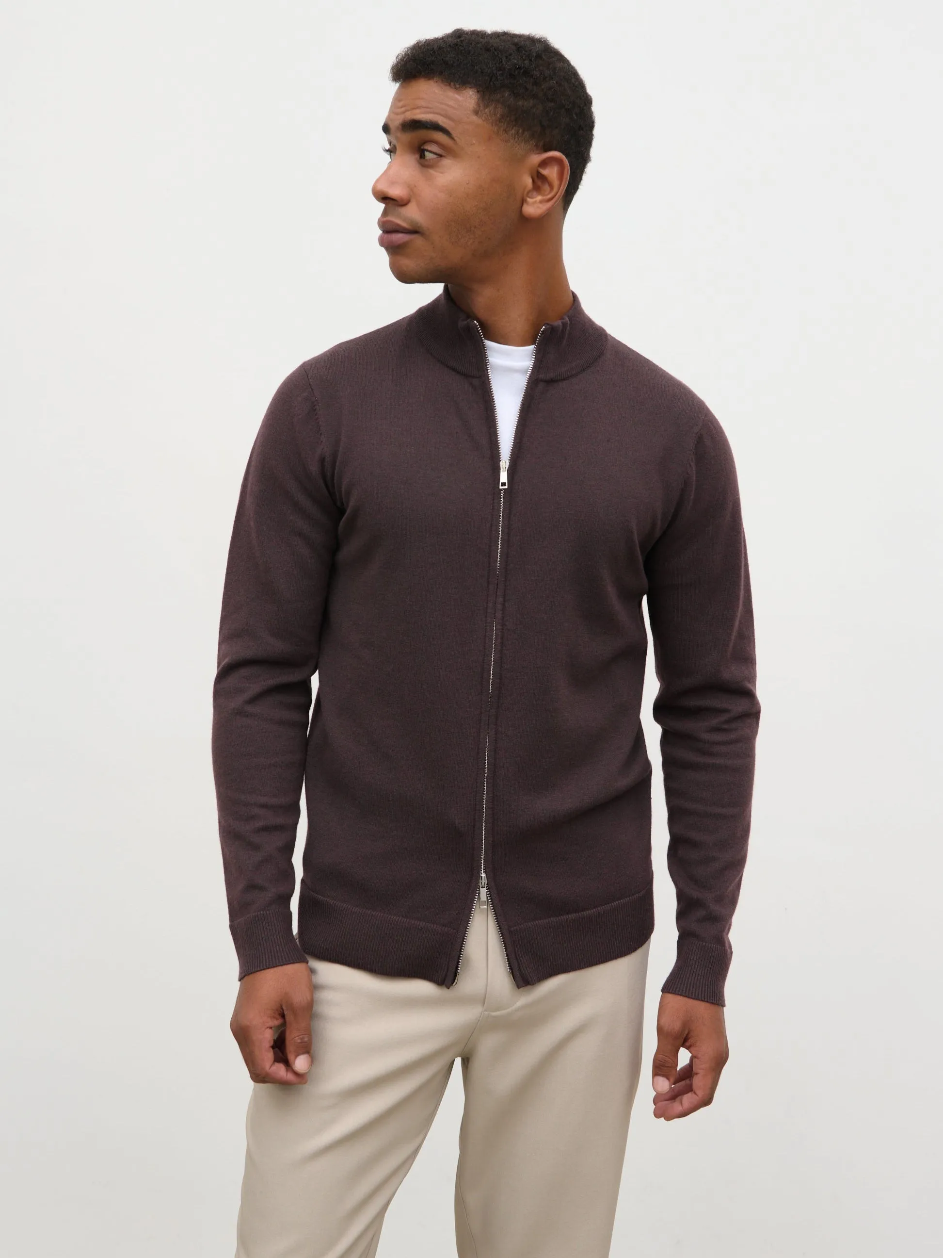 Levi Zip Knit Jacket - Chocolate Brown sold by NOBL product image thumbnail 3