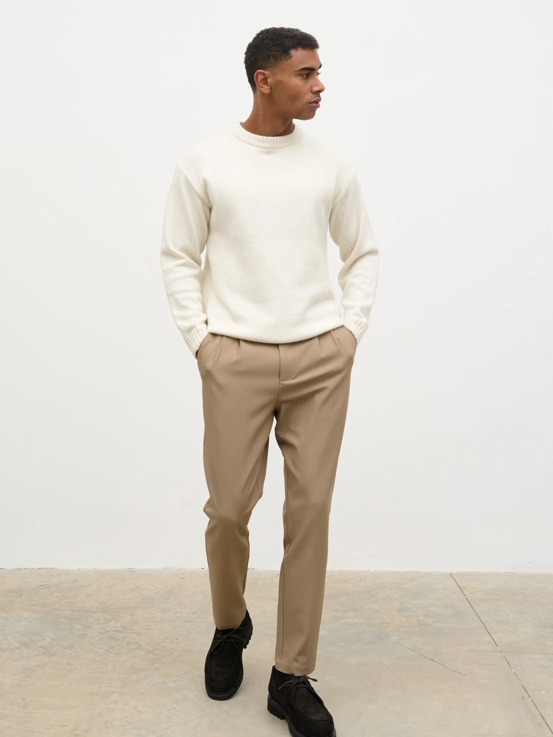 Axton Tailored Trousers - Dark Beige sold by NOBL