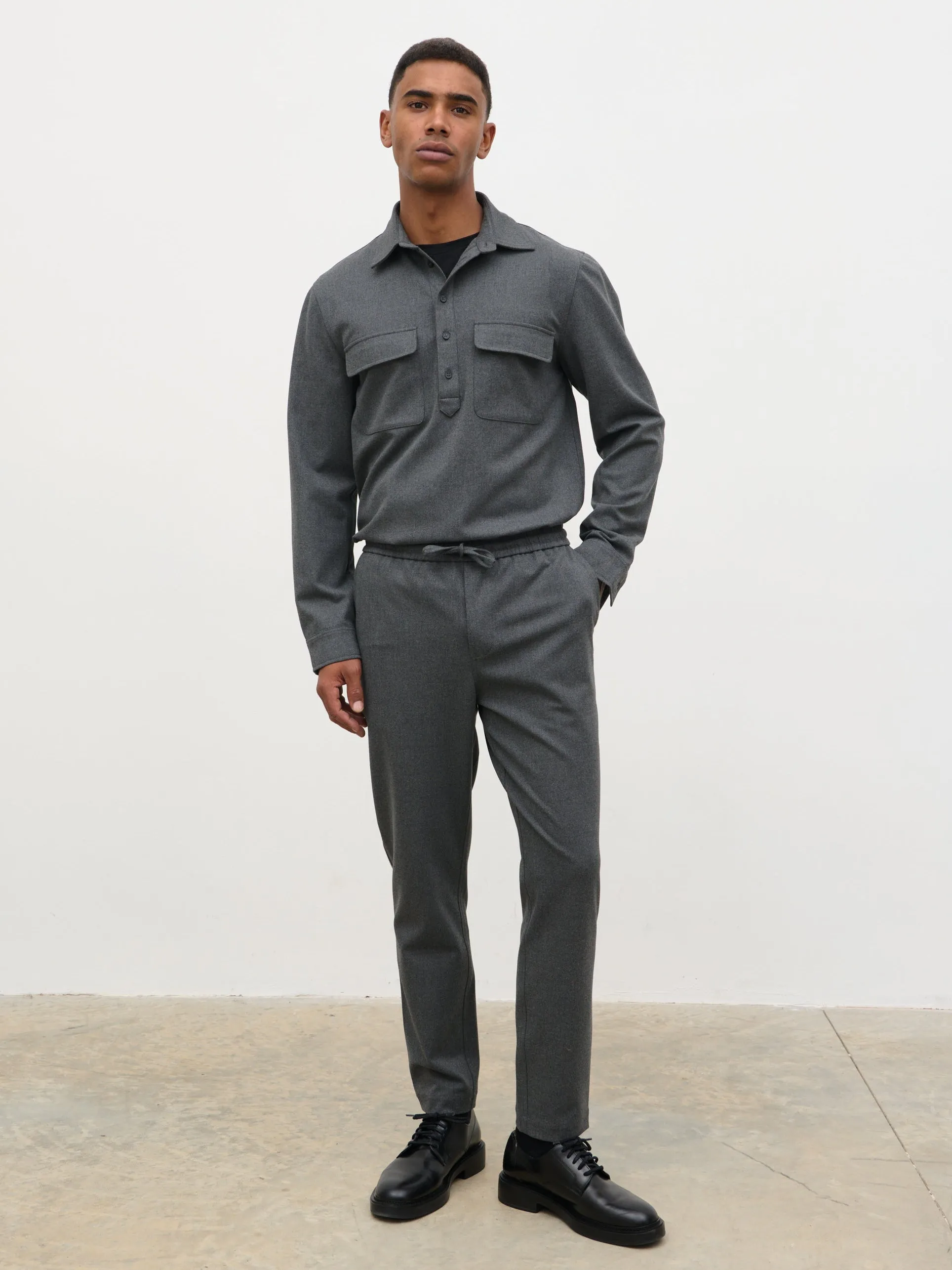 Theodore Drawstring Trousers - Charcoal sold by NOBL