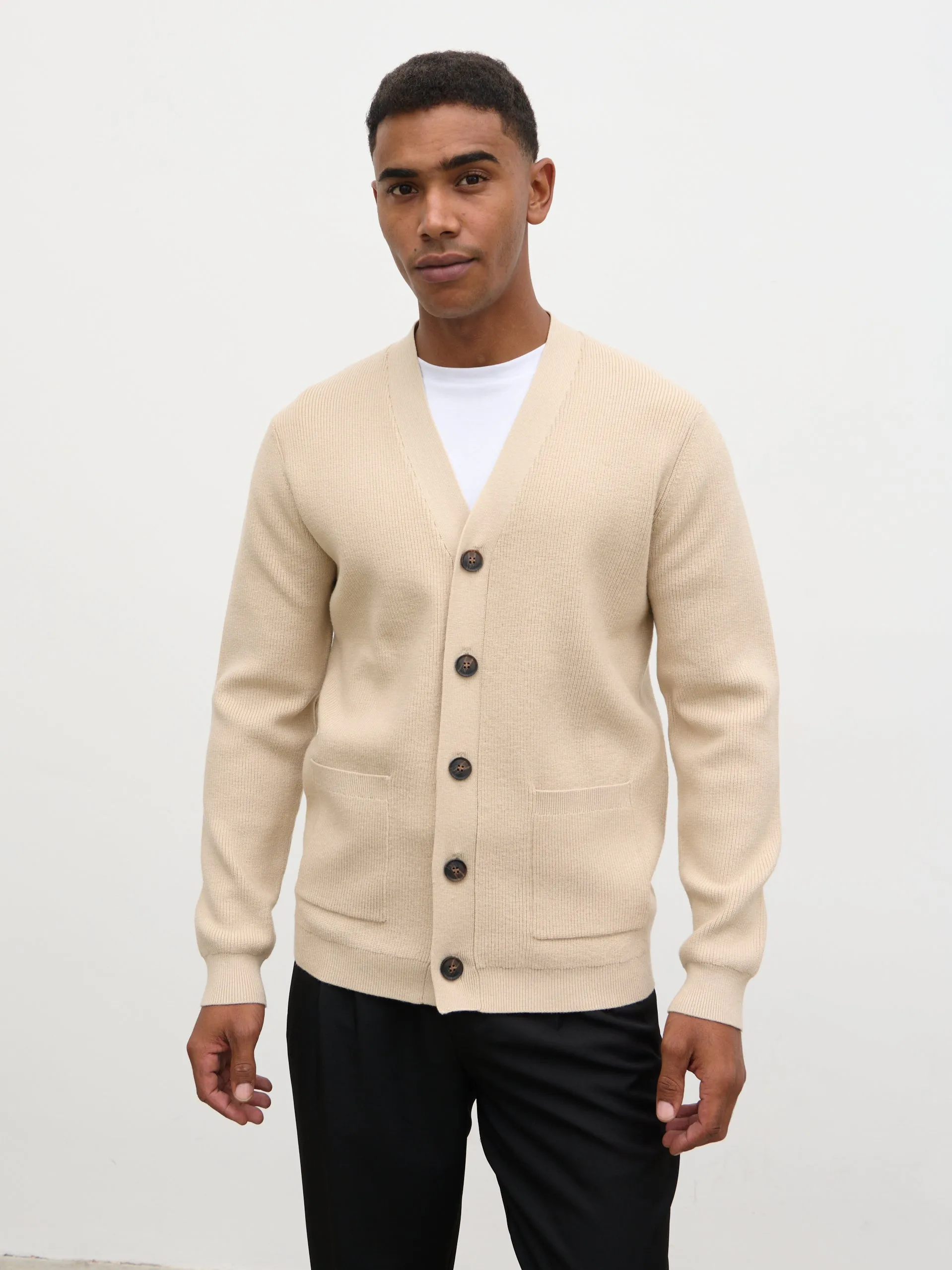 Percey Ribbed Knit Pocket Cardigan - Beige Marl sold by NOBL product image thumbnail 3