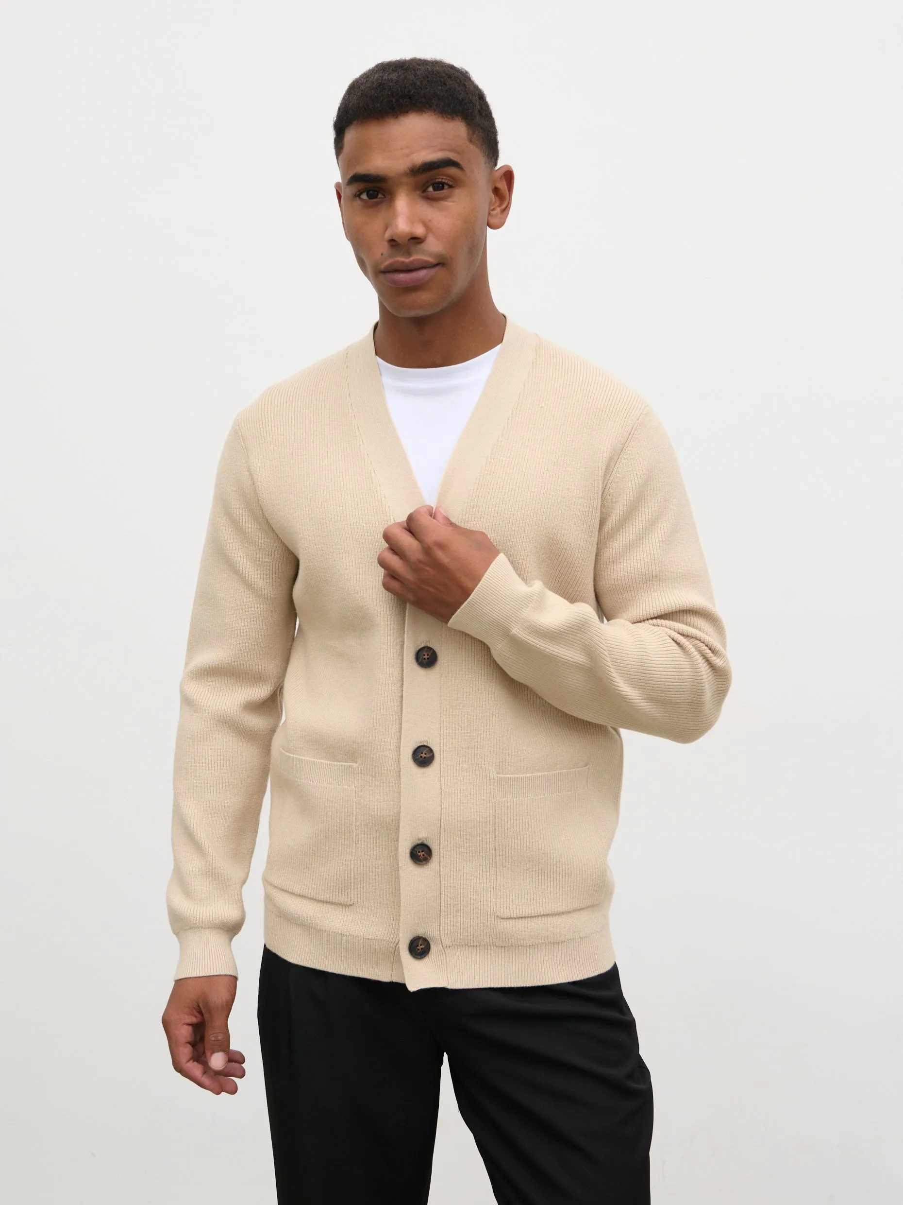 Percey Ribbed Knit Pocket Cardigan - Beige Marl sold by NOBL product image thumbnail 5