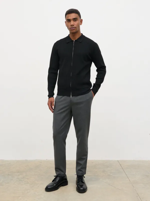 Guy Collar Zip Knit Jacket - Black sold by NOBL