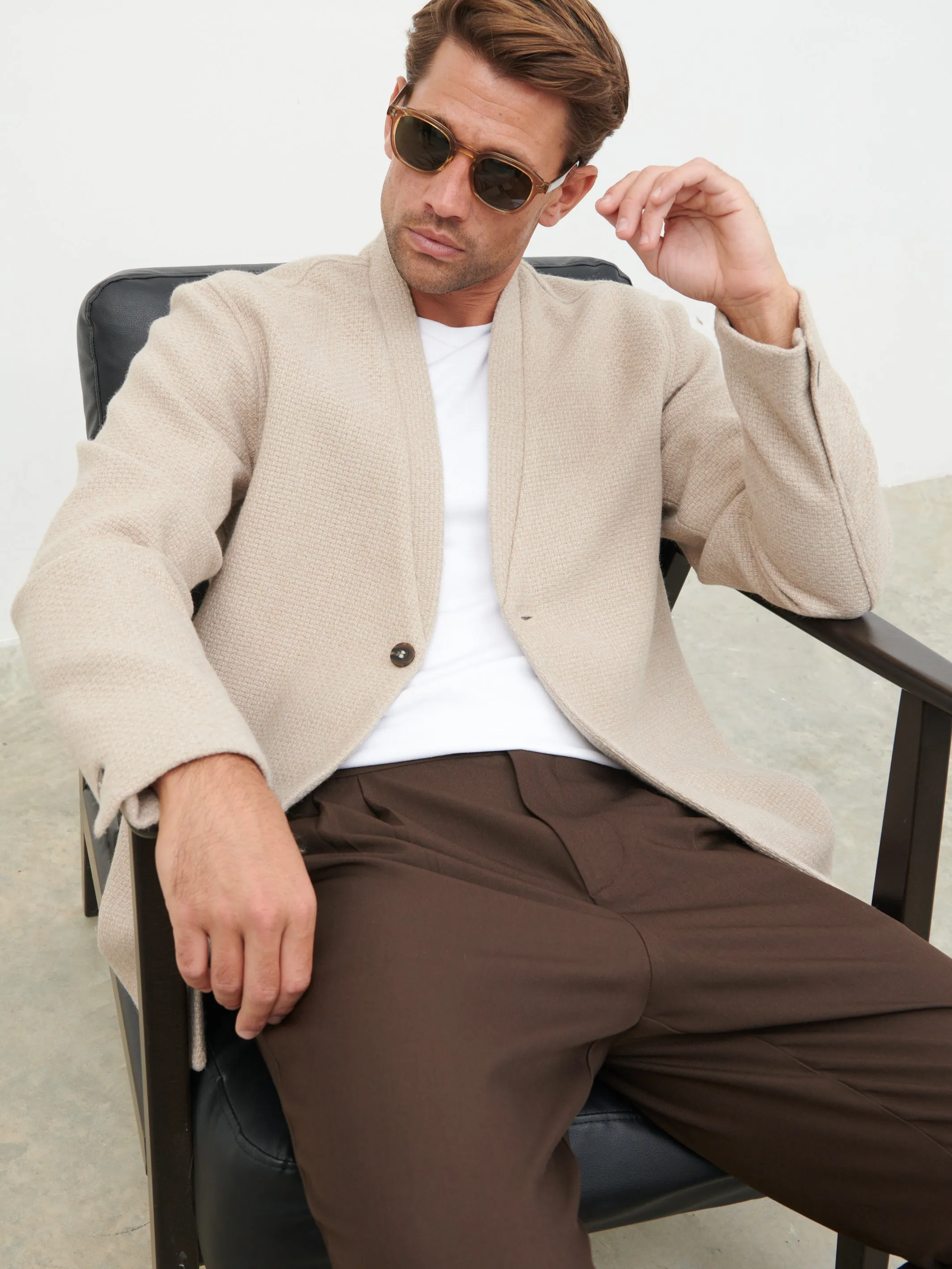 Bear Collarless Jacket - Beige sold by NOBL product image thumbnail 2
