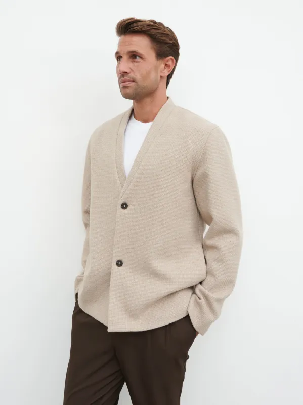 Bear Collarless Jacket - Beige made by NOBL