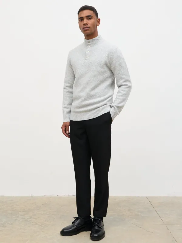 Chanun Boucle Knit Funnel Neck Jumper - Light Grey made by NOBL