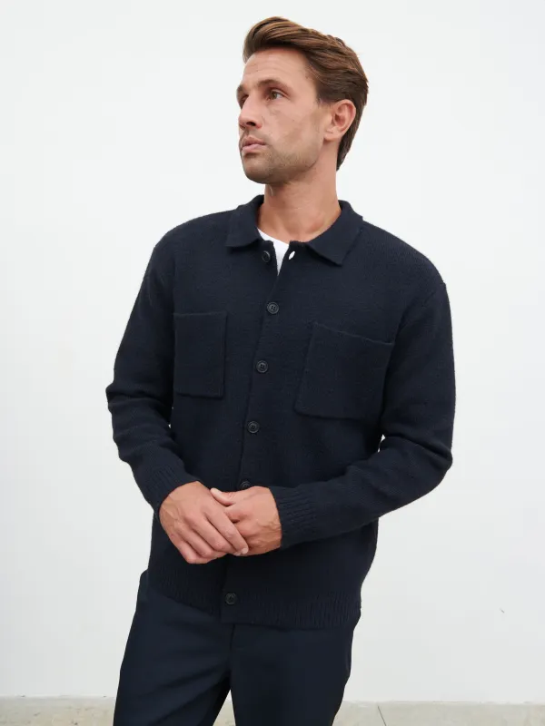 Brooks Knitted Shirt - Navy made by NOBL