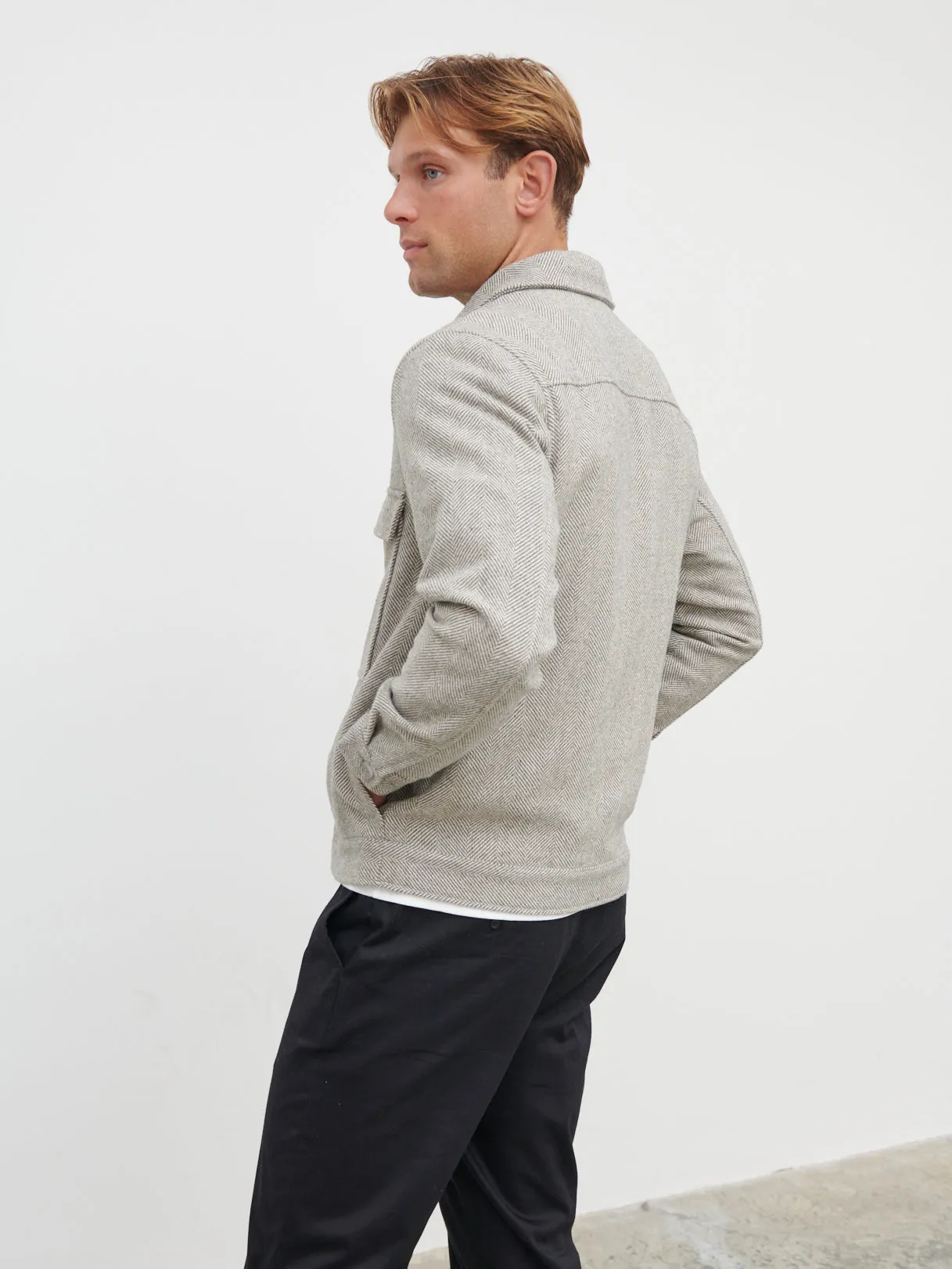 Spencer Herringbone Jacket - Grey and Cream sold by NOBL product image thumbnail 3