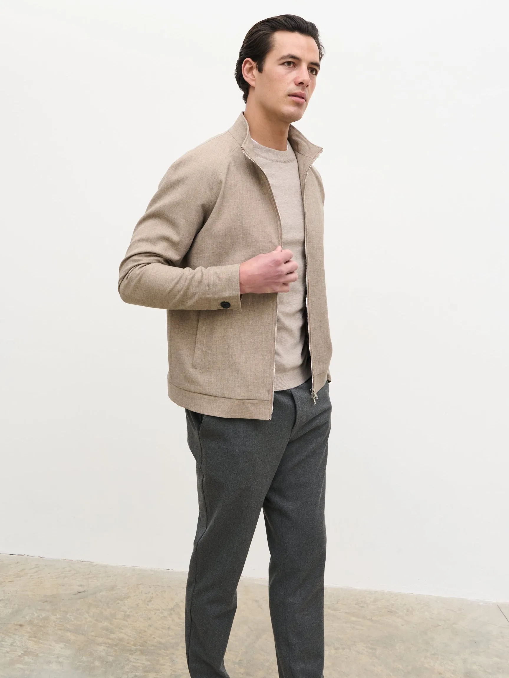 Vincent High Neck Zip Jacket - Beige Marl sold by NOBL product image thumbnail 2