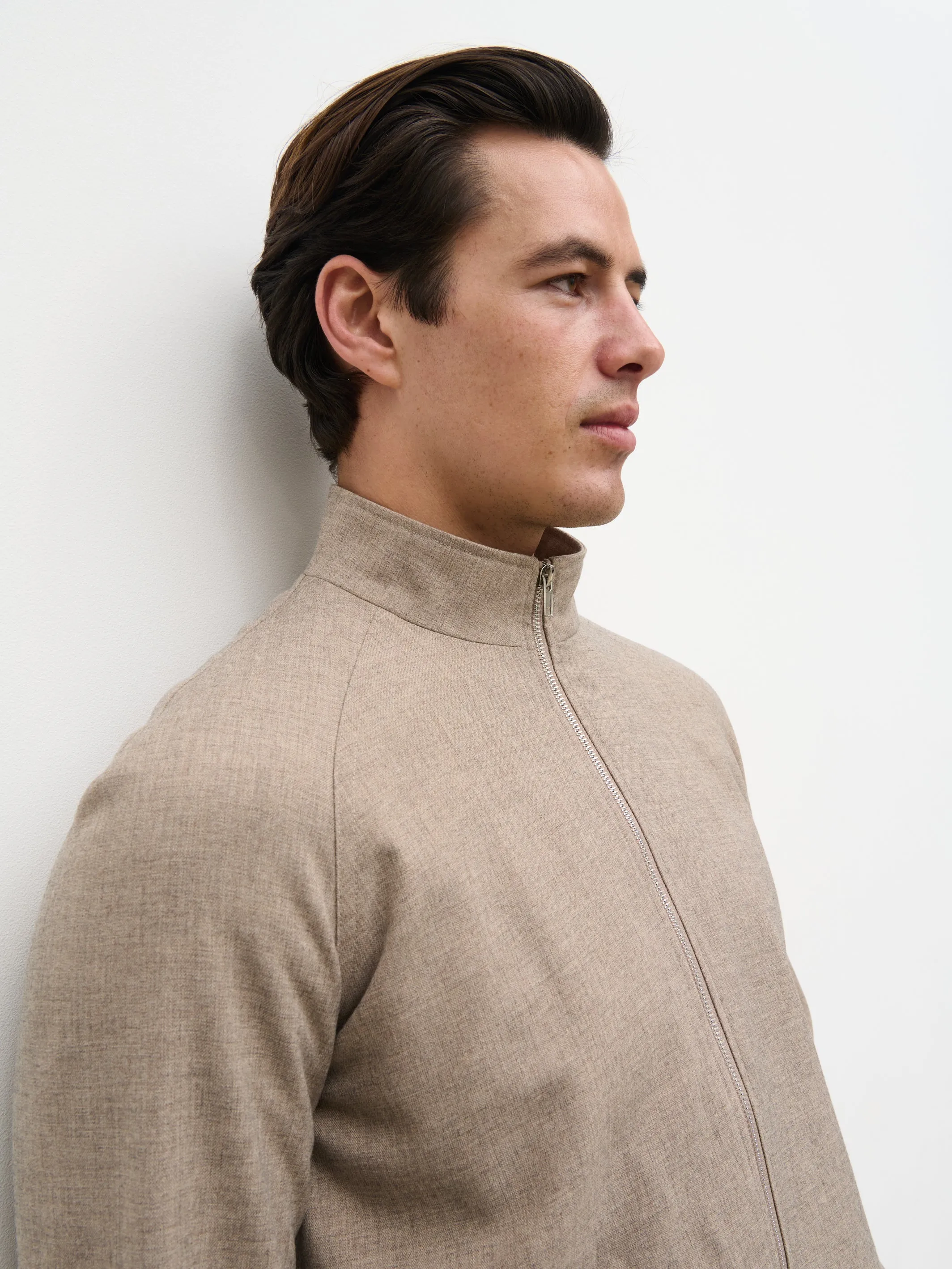 Vincent High Neck Zip Jacket - Beige Marl sold by NOBL product image thumbnail 3