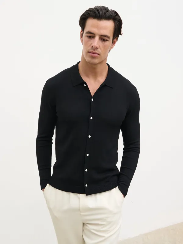 Conrad Tailored Knit Shirt - Black made by NOBL
