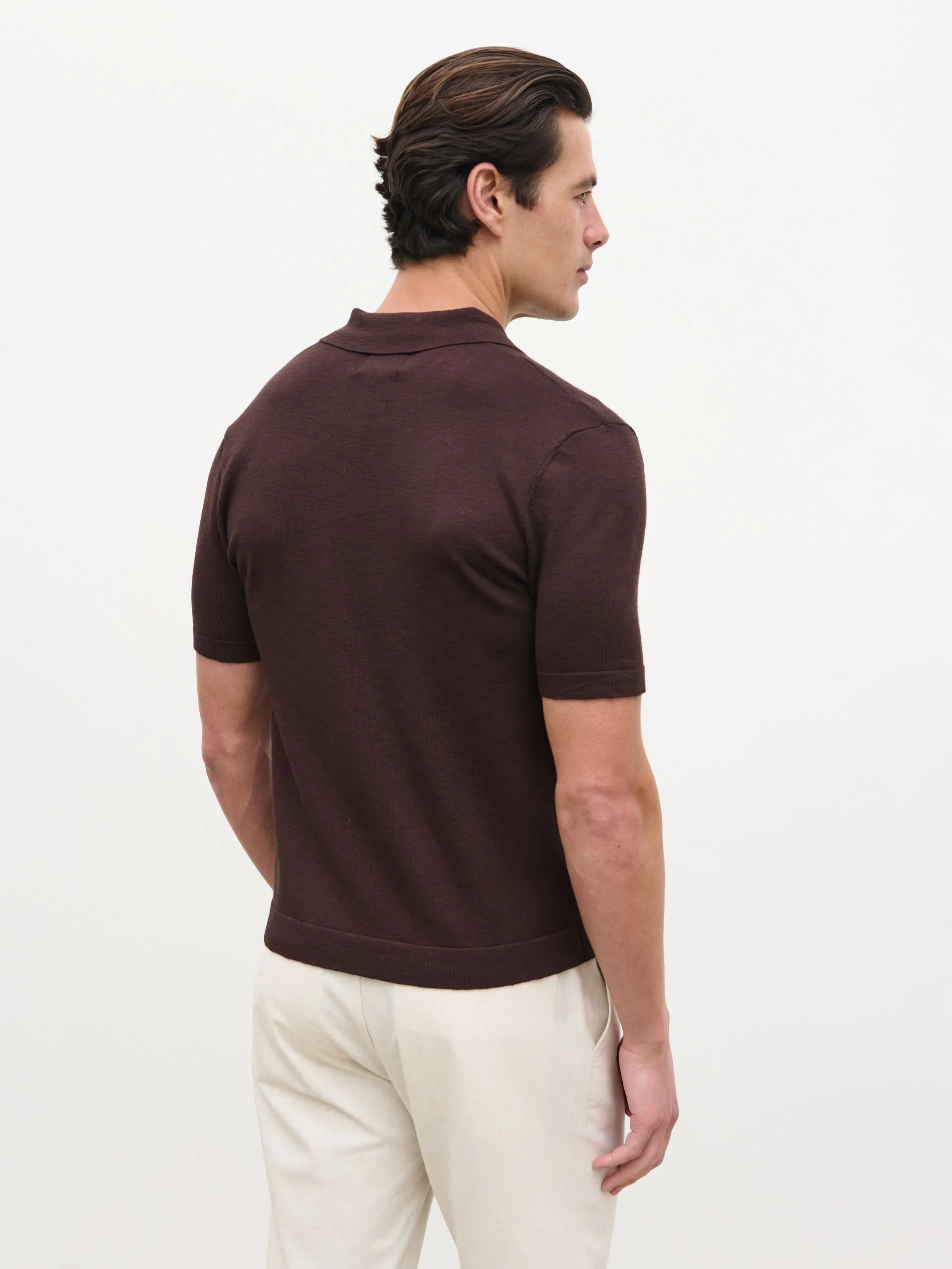Brax Small Placket Knit Polo Top - Brown sold by NOBL product image thumbnail 4