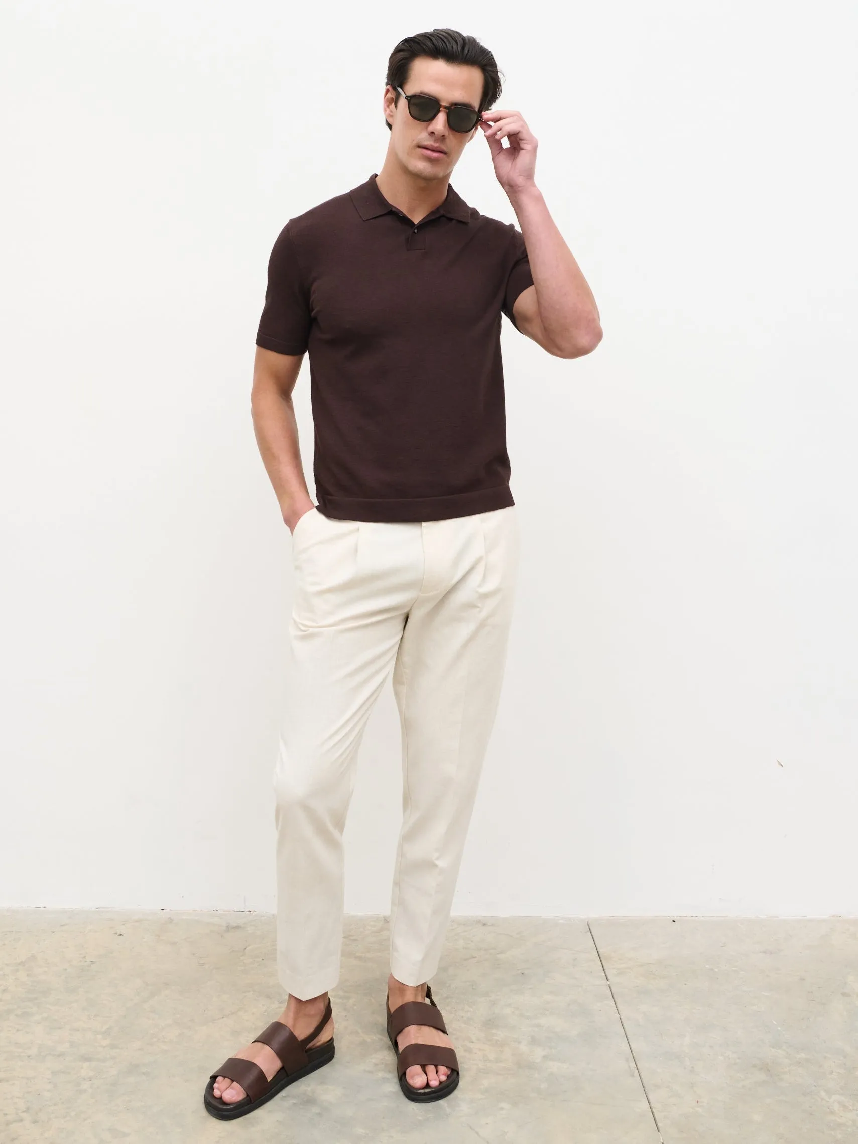 Brax Small Placket Knit Polo Top - Brown sold by NOBL product image thumbnail 5