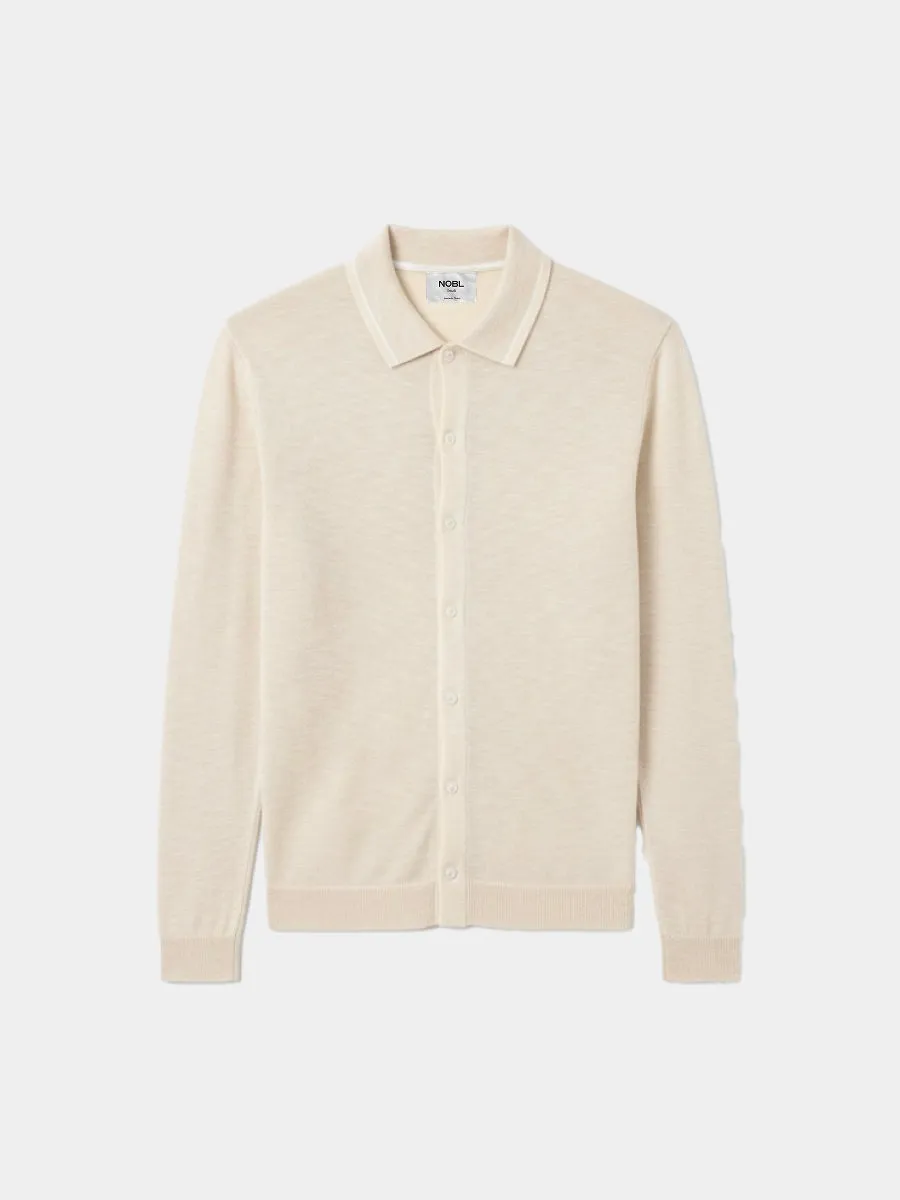 Koda Button Down Tipped Knit Shirt - Beige sold by NOBL