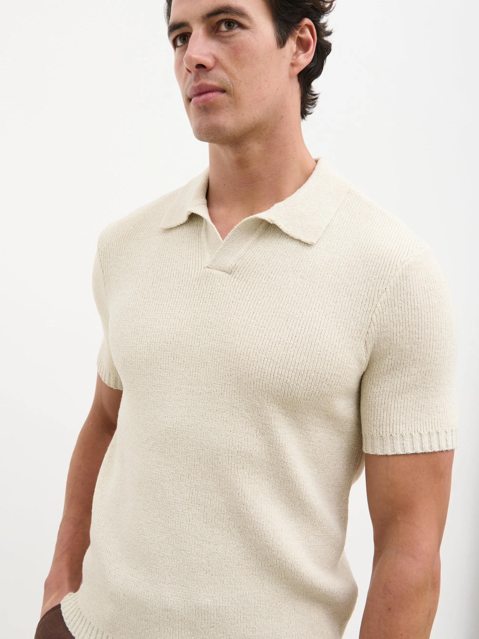 Mason Fine Tape Knit Polo - Light Grey sold by NOBL product image thumbnail 4
