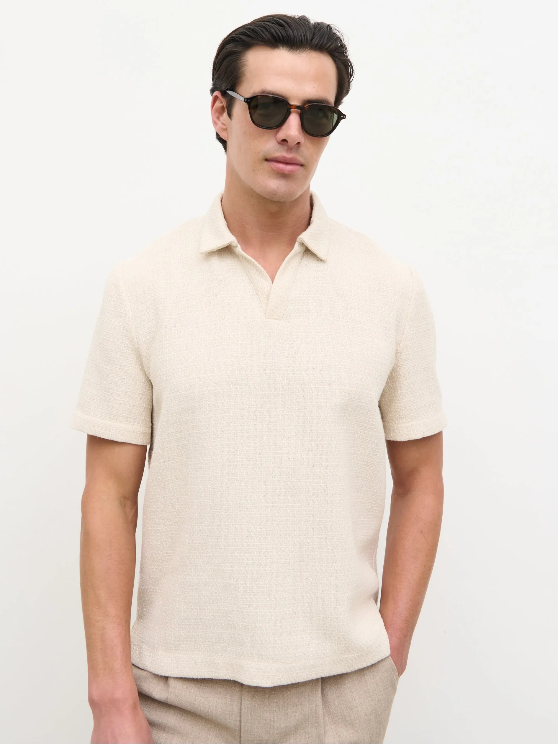 Alexander Textured Jersey Short Sleeve Shirt - Beige sold by NOBL product image thumbnail 5